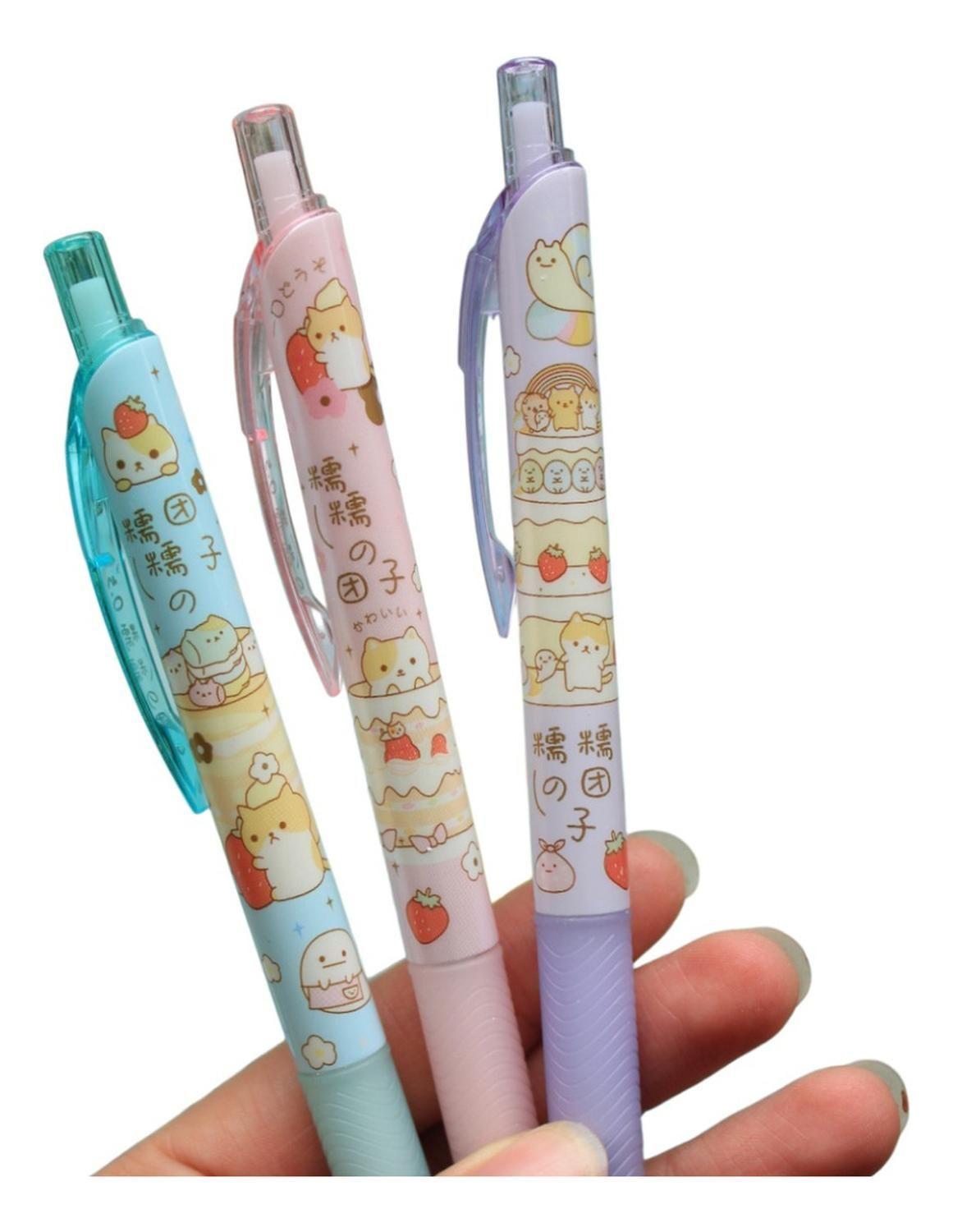 Set 6 Boligrafos Tinta Gel Negro Cute Kawaii 6 Diseños Color-4