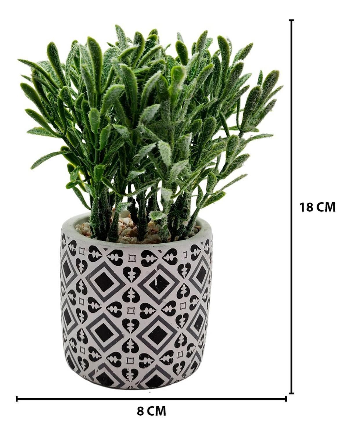 Planta Artificial Macetero Cerámica Vintage Flores Verdes-2