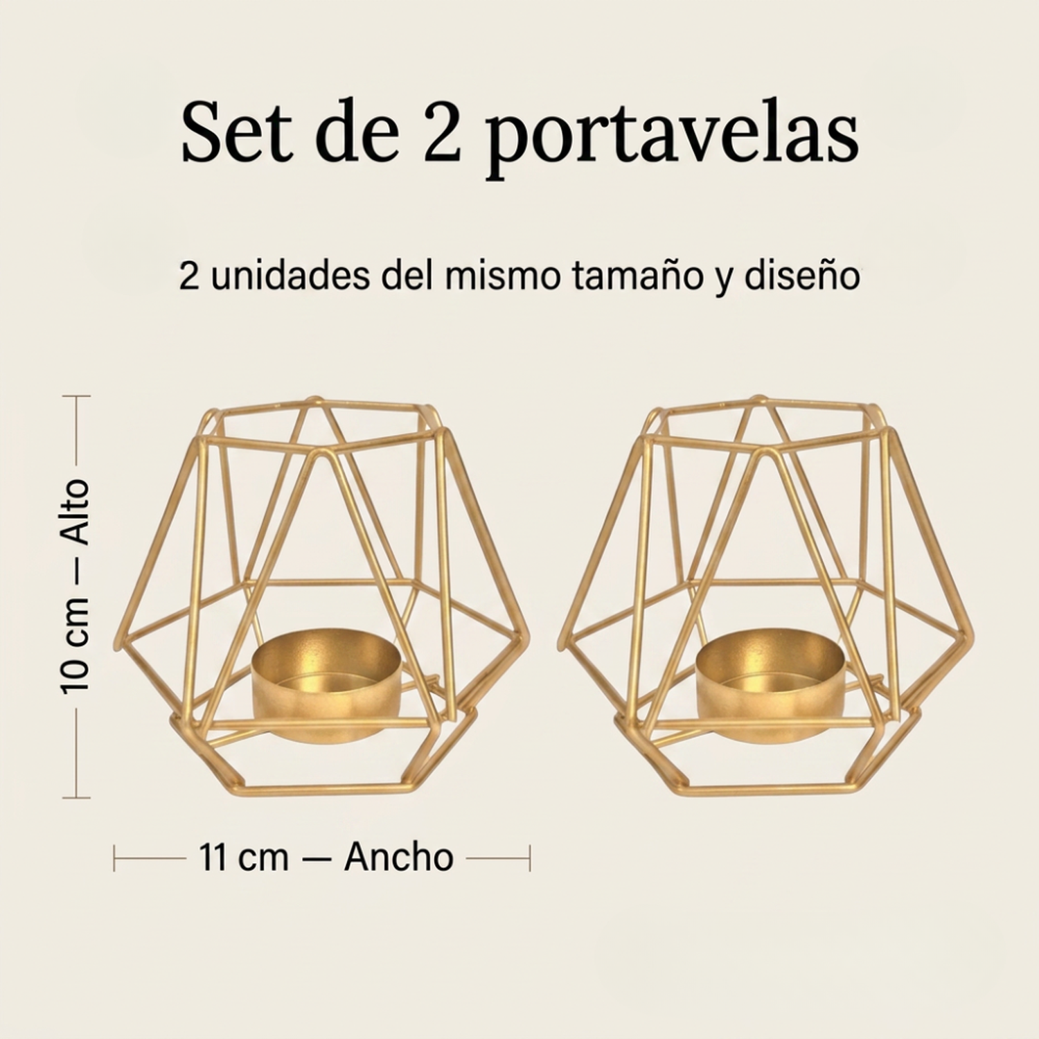 Candelabro Porta Vela Dorado Estilo Geométrico Decorativo-6