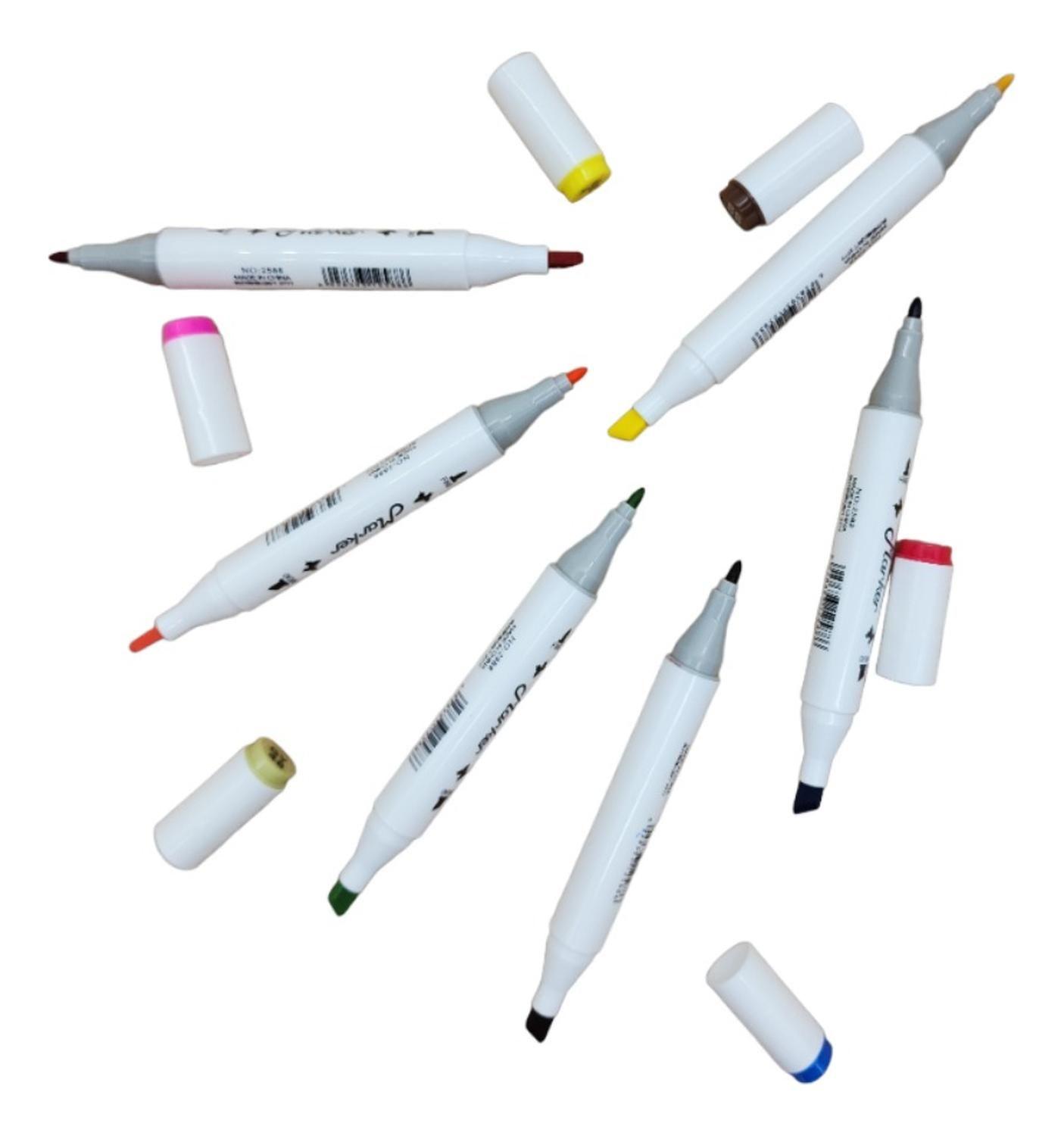Set Marcadores Doble Punta 18 Lapices Plumones Arte Marker-7