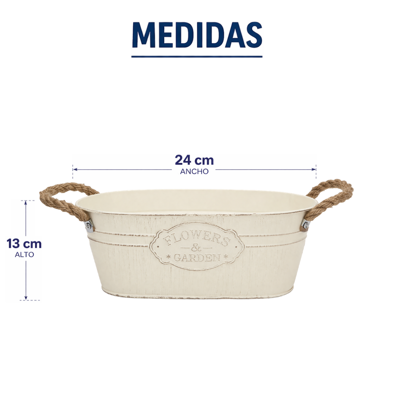 Set 3 Macetero Metalico Ovalado Vintage Moderno Decorativo S-8