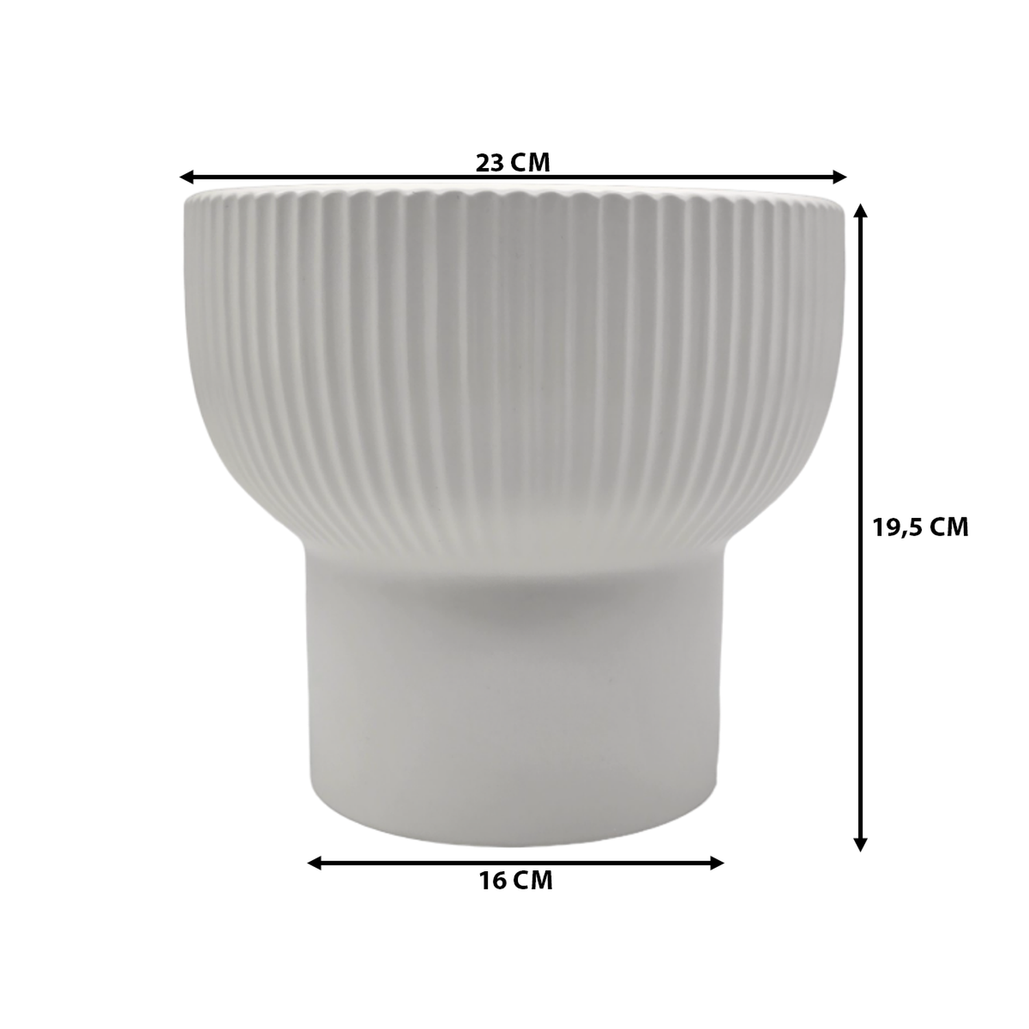 Macetero Maceta De Ceramica Copon Lineas Blanco Mate L-5