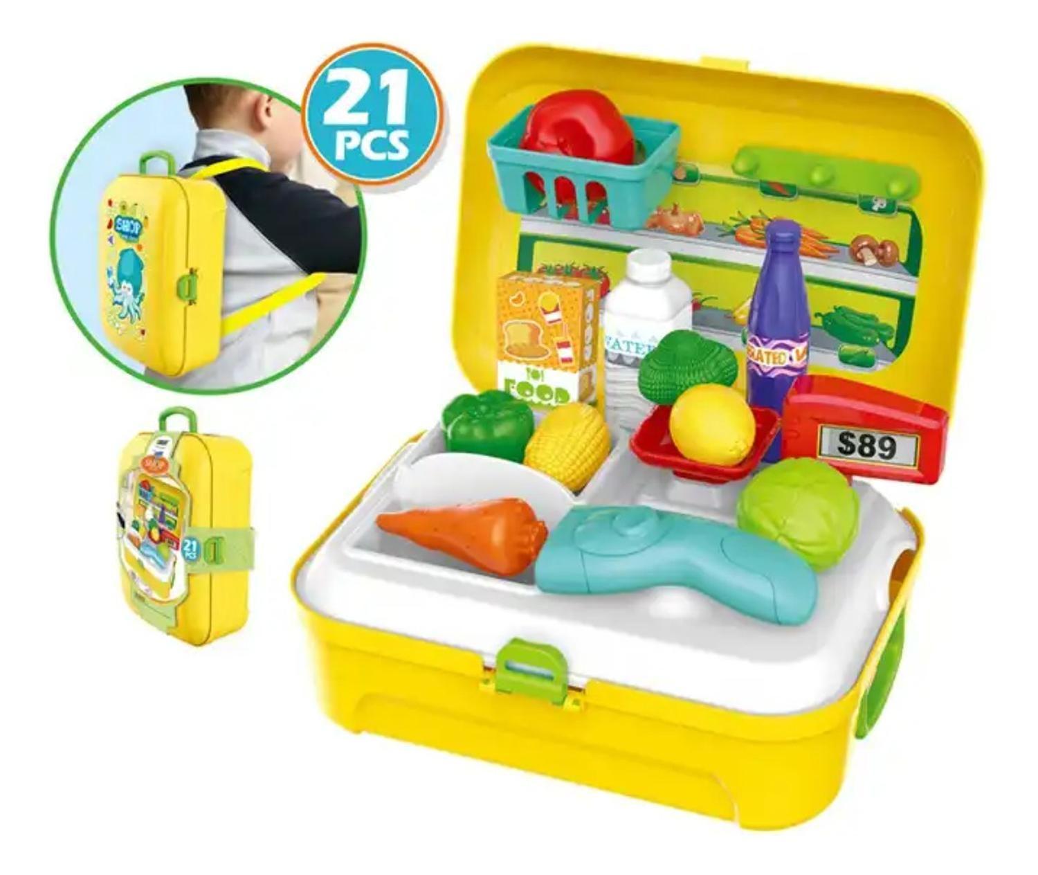 Set Maleta Maletin Infantil Cocina Amarilla Niños Juegos-2