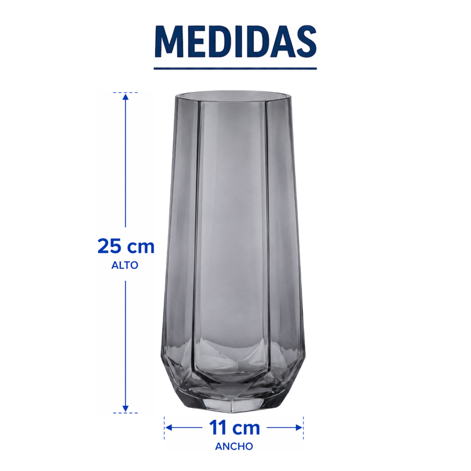 Florero Decorativo Geometrico Hexagonal De Vidrio Oscuro M-8