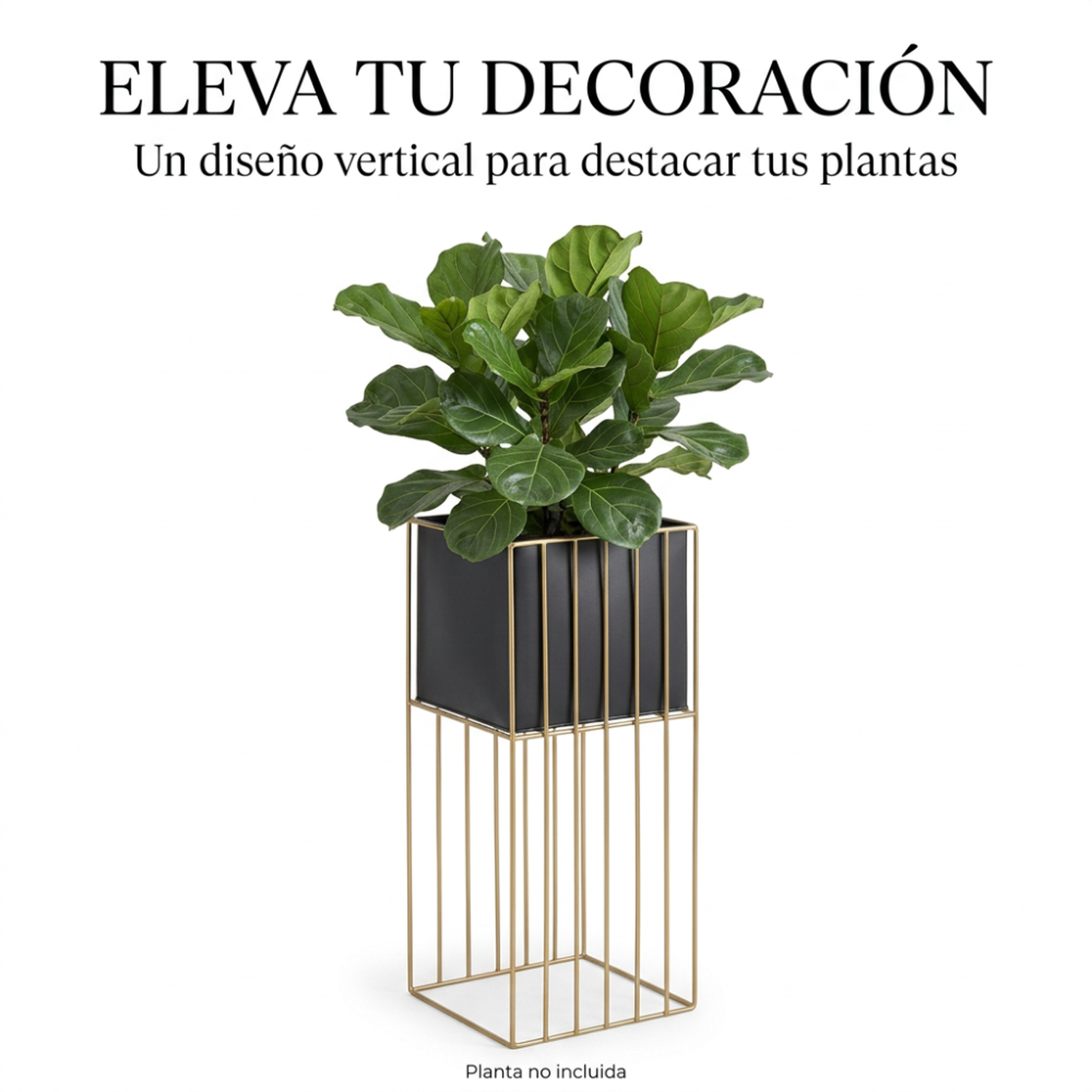 Porta Macetero Pedestal Maceta Plantas Negro Dorado Grande-2