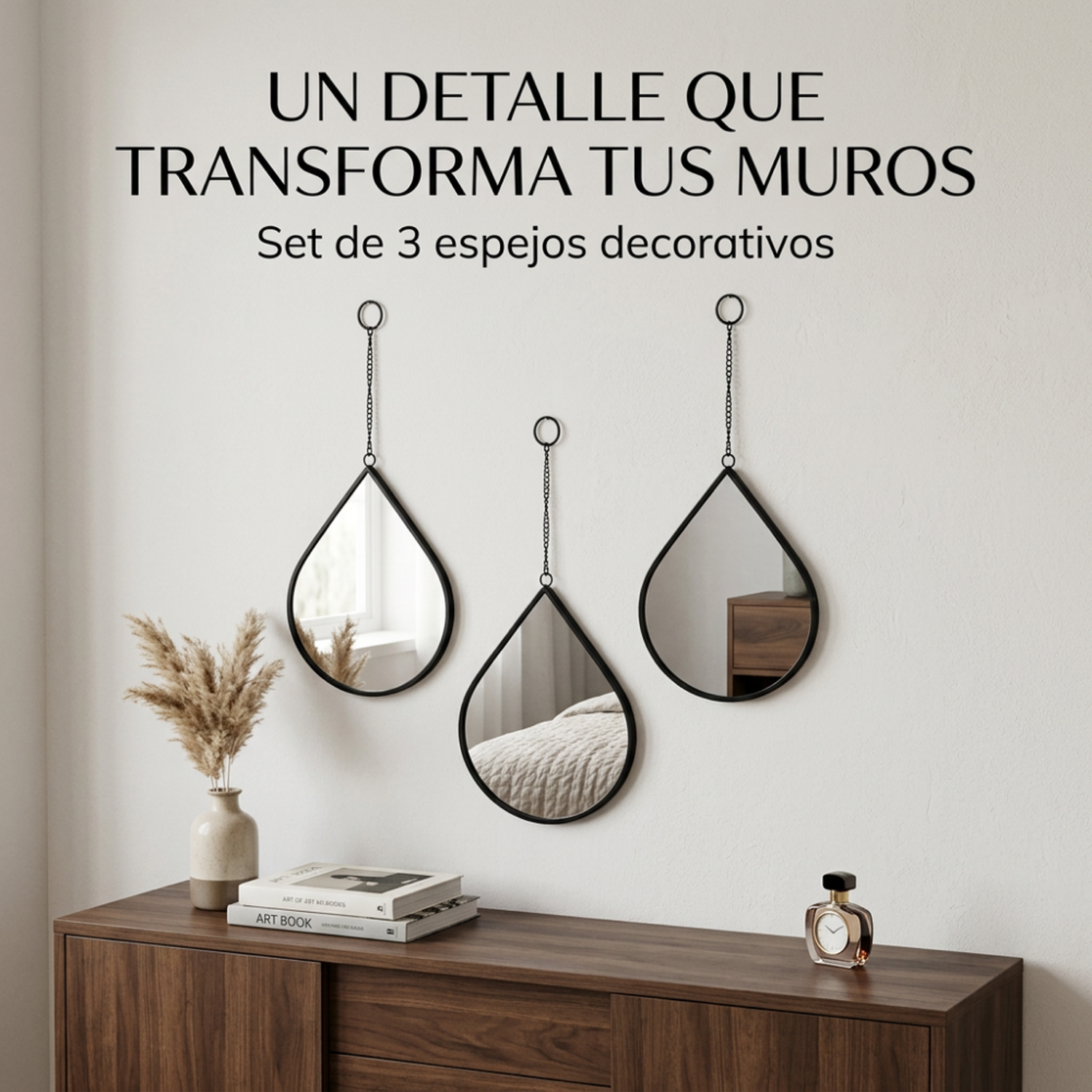 Set 3 Espejos Forma Gota Para Pared Decorativos Con Marco-4