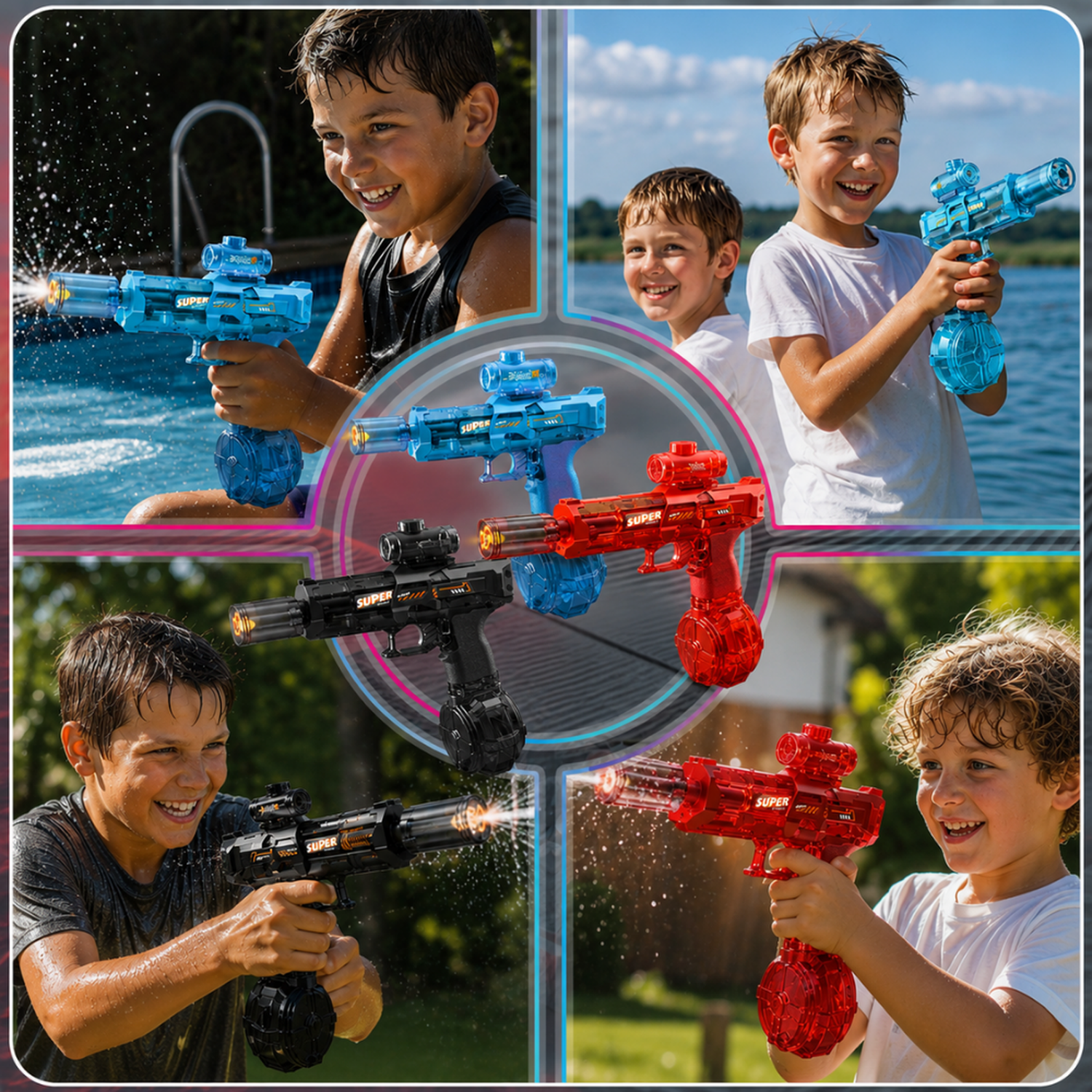 Pistola de Agua Electrica Automatica Alta Potencia Luz Led-6
