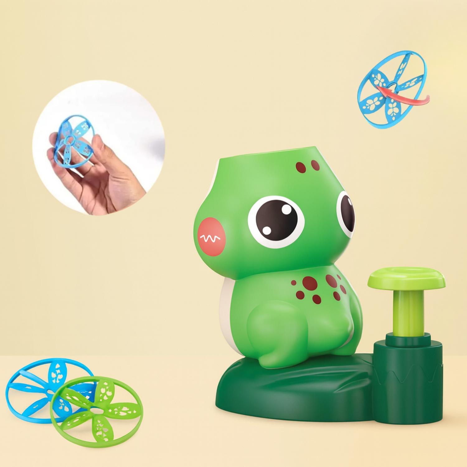 Juguete Lanzador de Discos Voladores Frisbee Dinosaurio-3