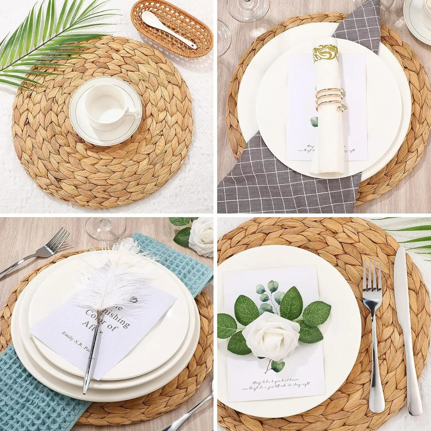 Set 6 Individuales Redondos Para Comedor Terraza Manteles-3