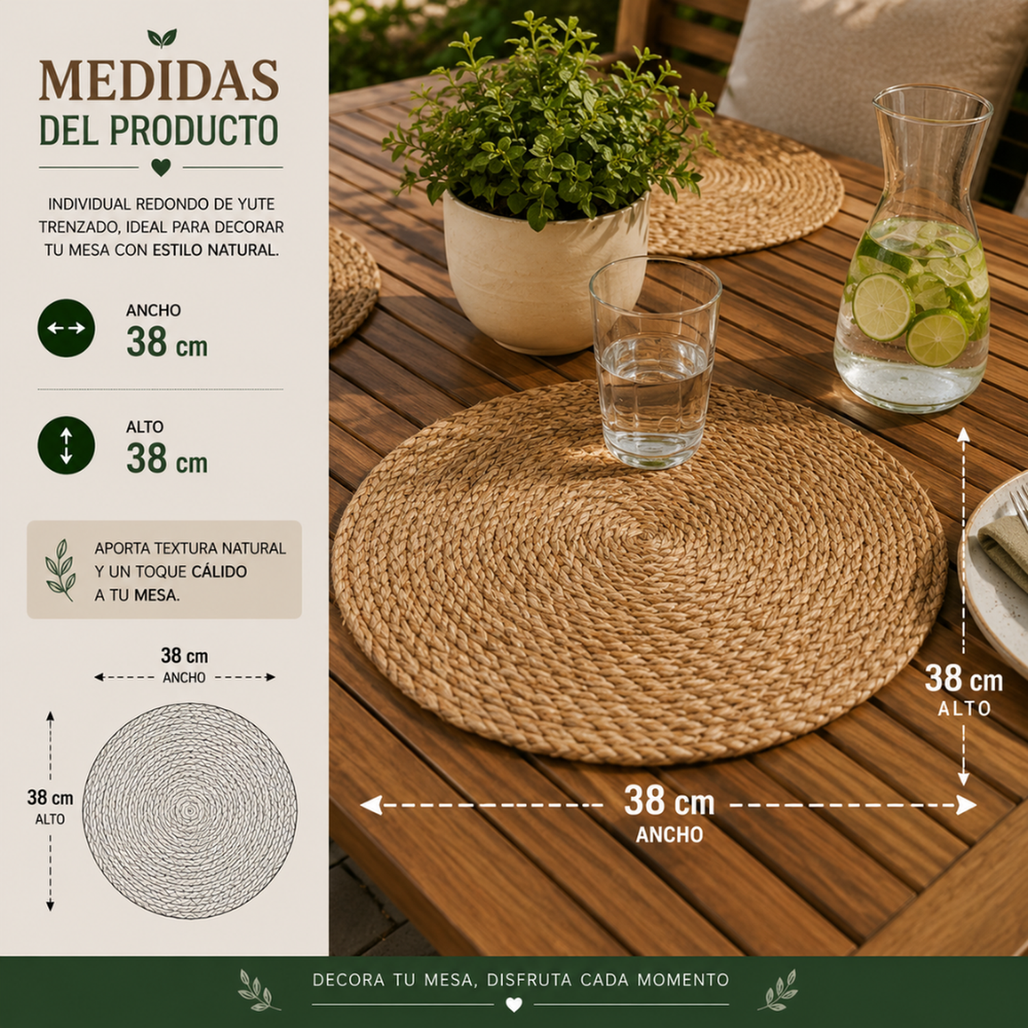 Set 6 Individuales Redondos Para Comedor Terraza Manteles-6