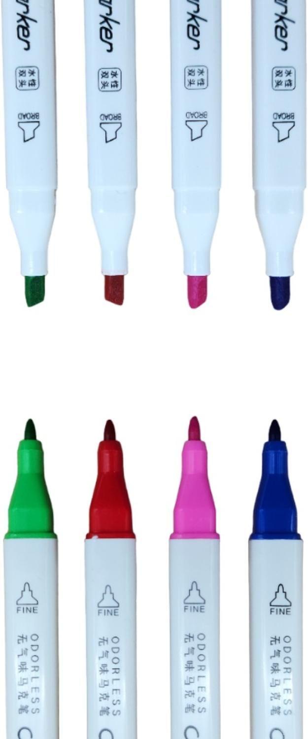 Set 12 Marcadores Triangulares Doble Punta En Base A Agua-4