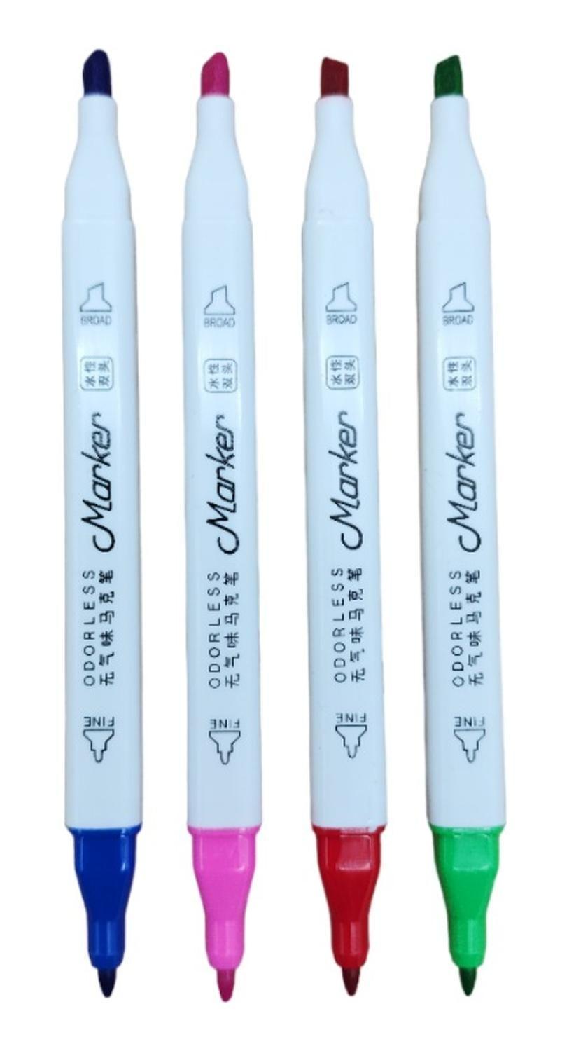 Set 12 Marcadores Triangulares Doble Punta En Base A Agua-5