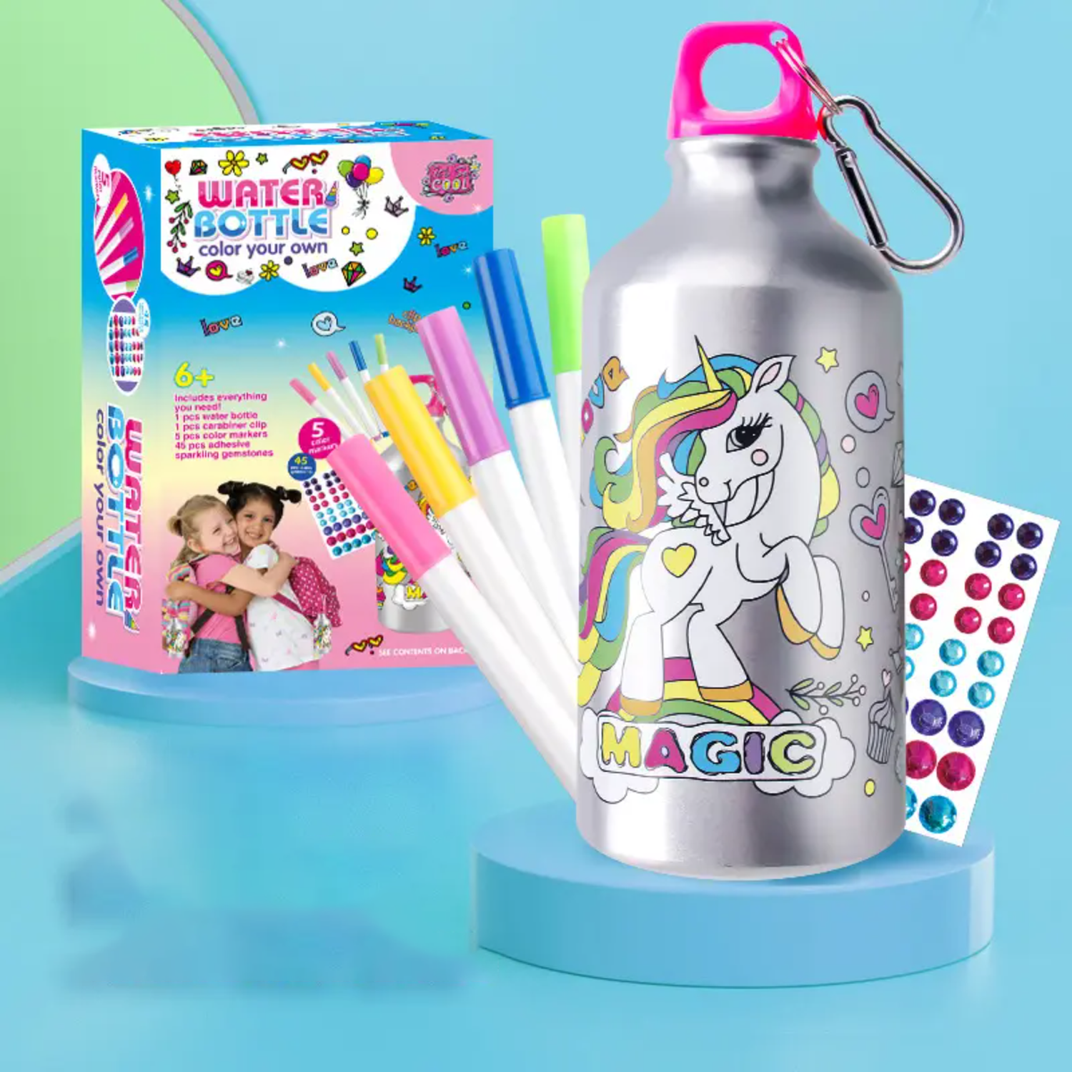Pinta y Decora Tu Propia Botella De Agua Regalo Para Niñas-1