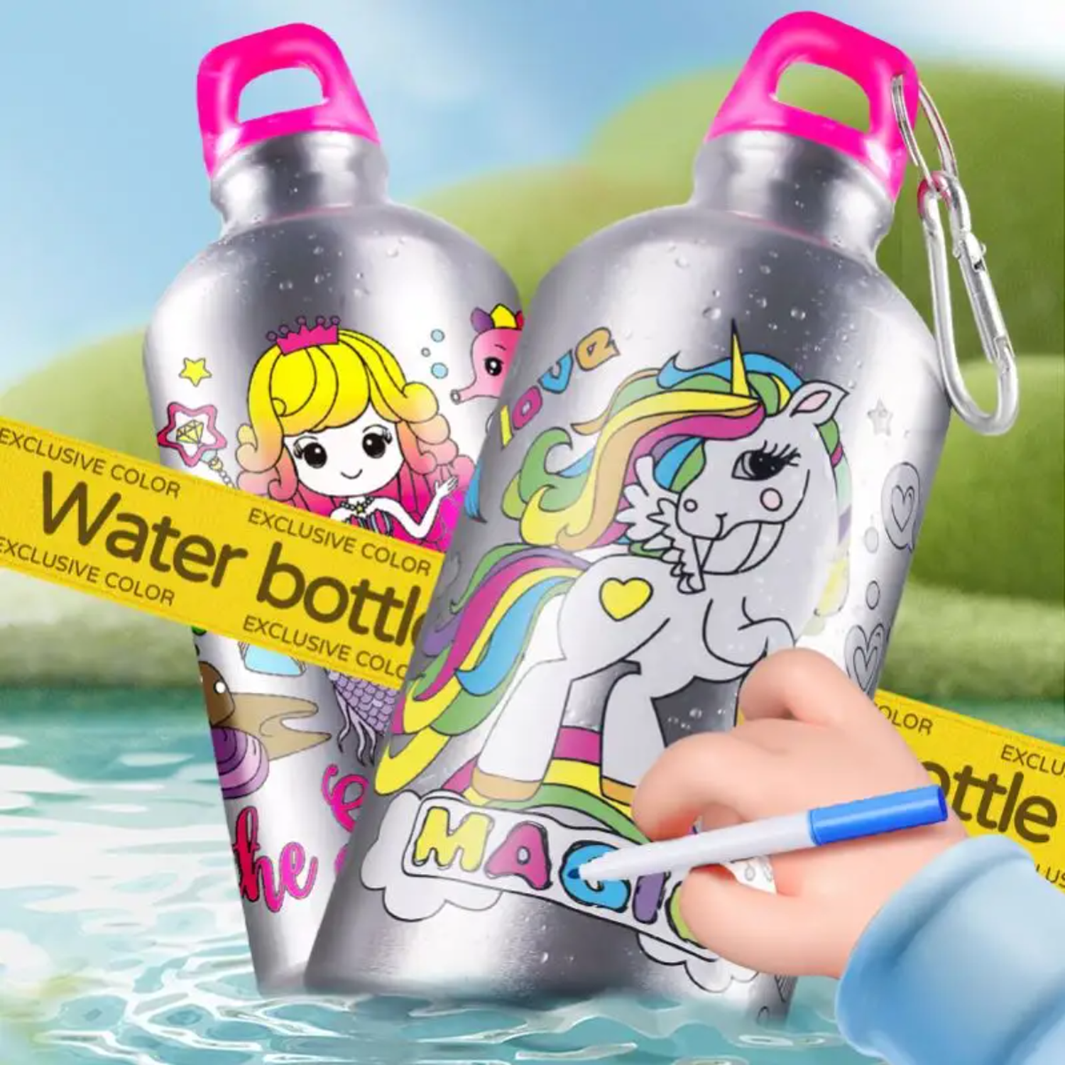 Pinta y Decora Tu Propia Botella De Agua Regalo Para Niñas-4