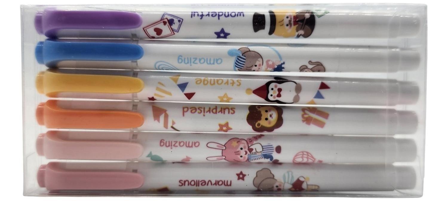 Set Lapices Destacadores 6 Colores Mundo Magico-1