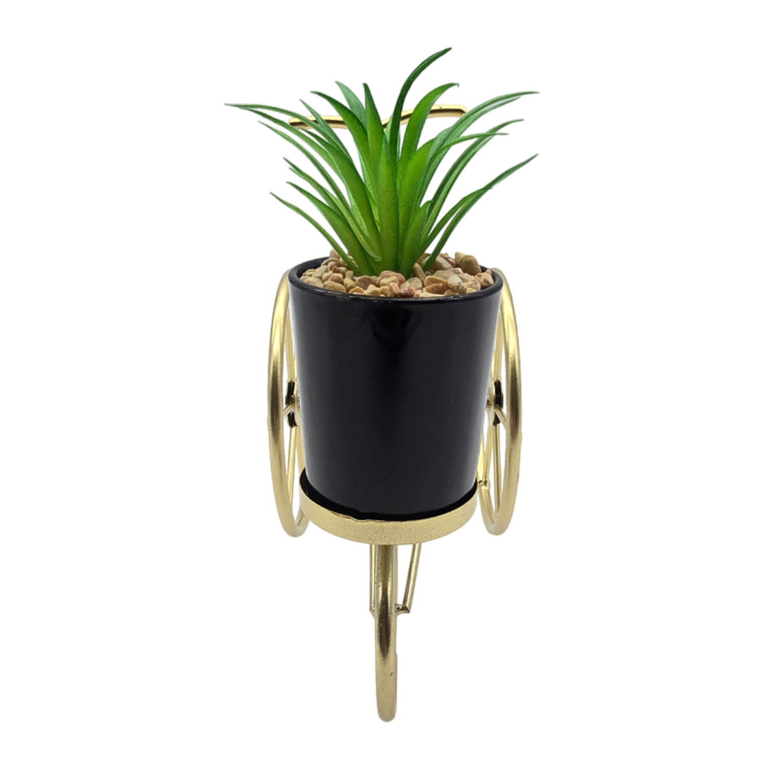 Figura Decorativa Bicicleta Metal Adorno Dorado Mini Planta-2