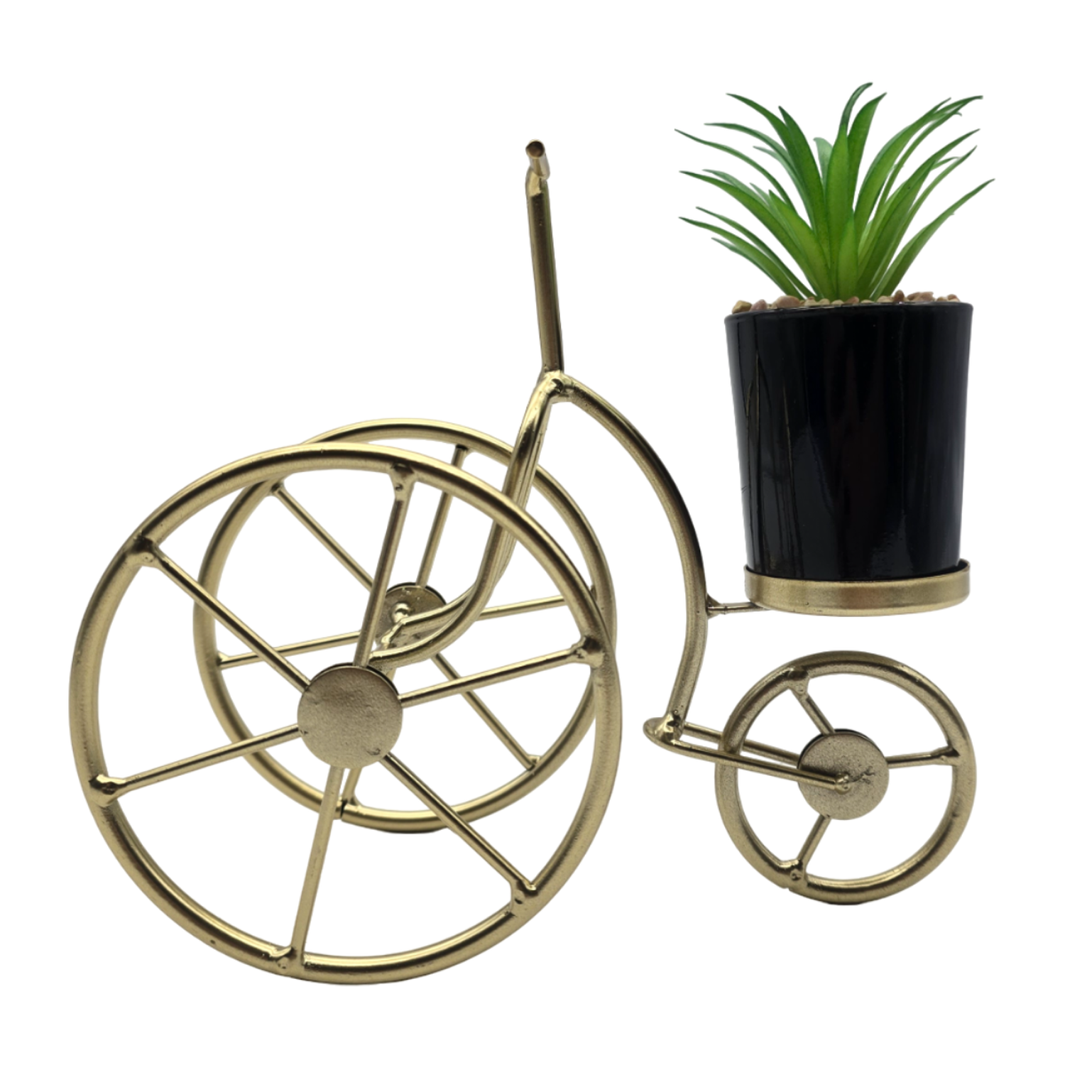 Figura Decorativa Bicicleta Metal Adorno Dorado Mini Planta-3