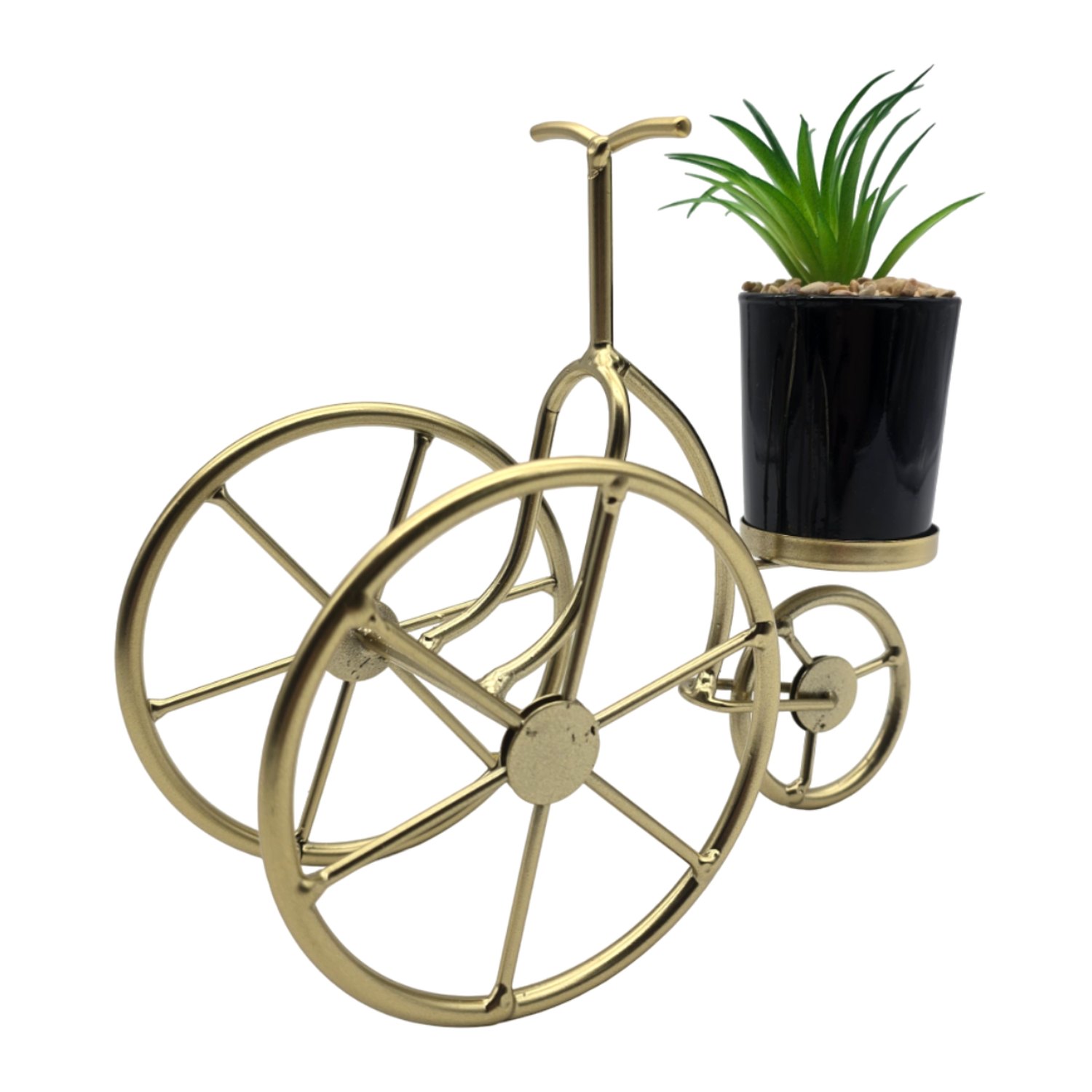 Figura Decorativa Bicicleta Metal Adorno Dorado Mini Planta-4