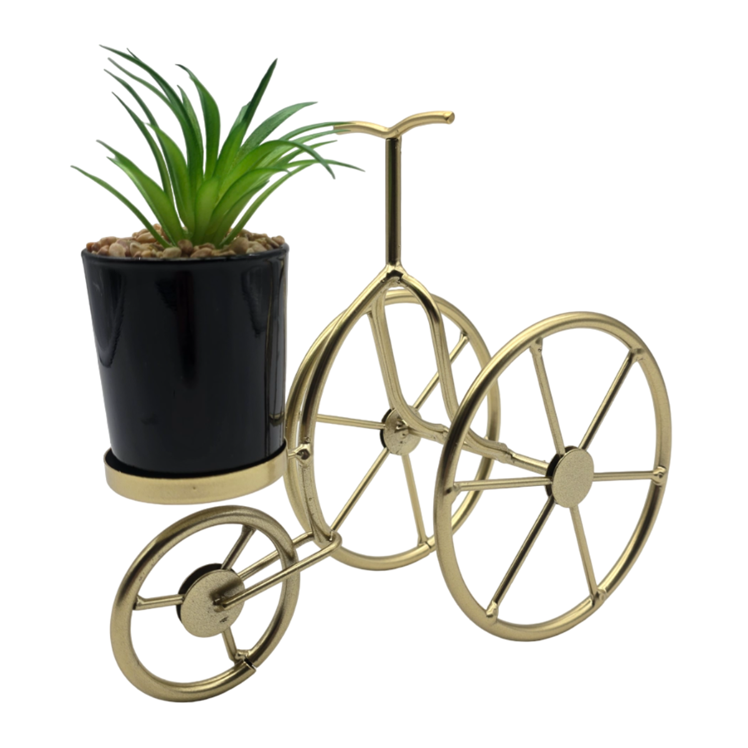 Figura Decorativa Bicicleta Metal Adorno Dorado Mini Planta-5