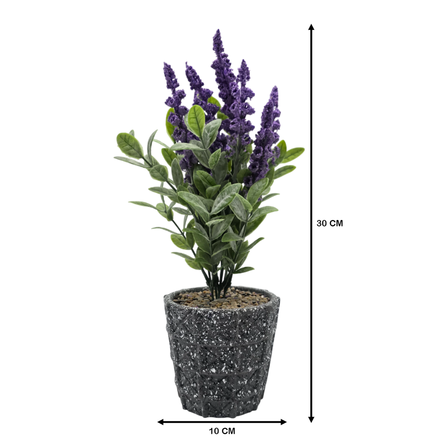 Planta Artificial Lavanda Macetero De Cemento Gris Diseño-6