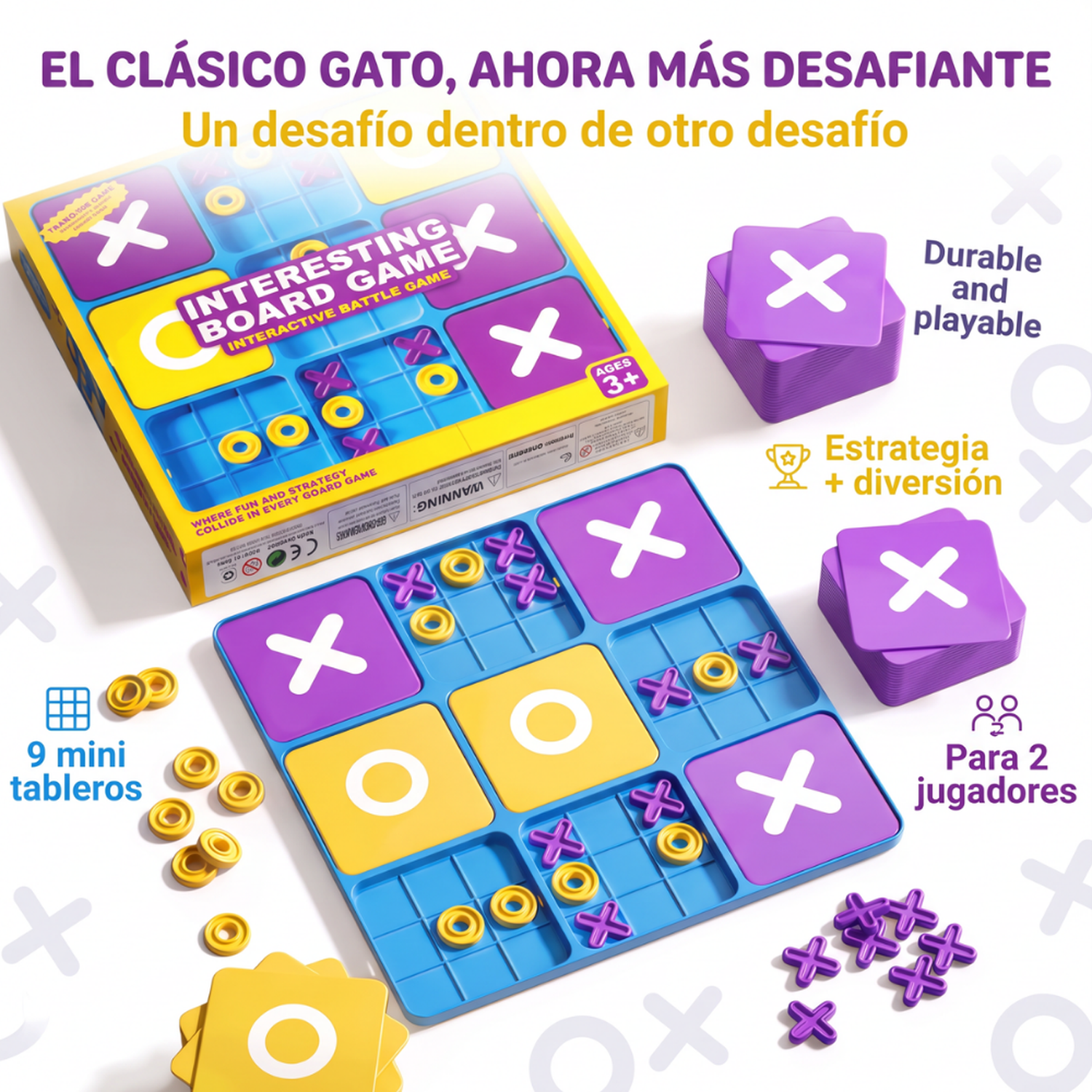 Juego Gato Múltiple Tic Tac Toe Estrategia Familiar Infantil-3