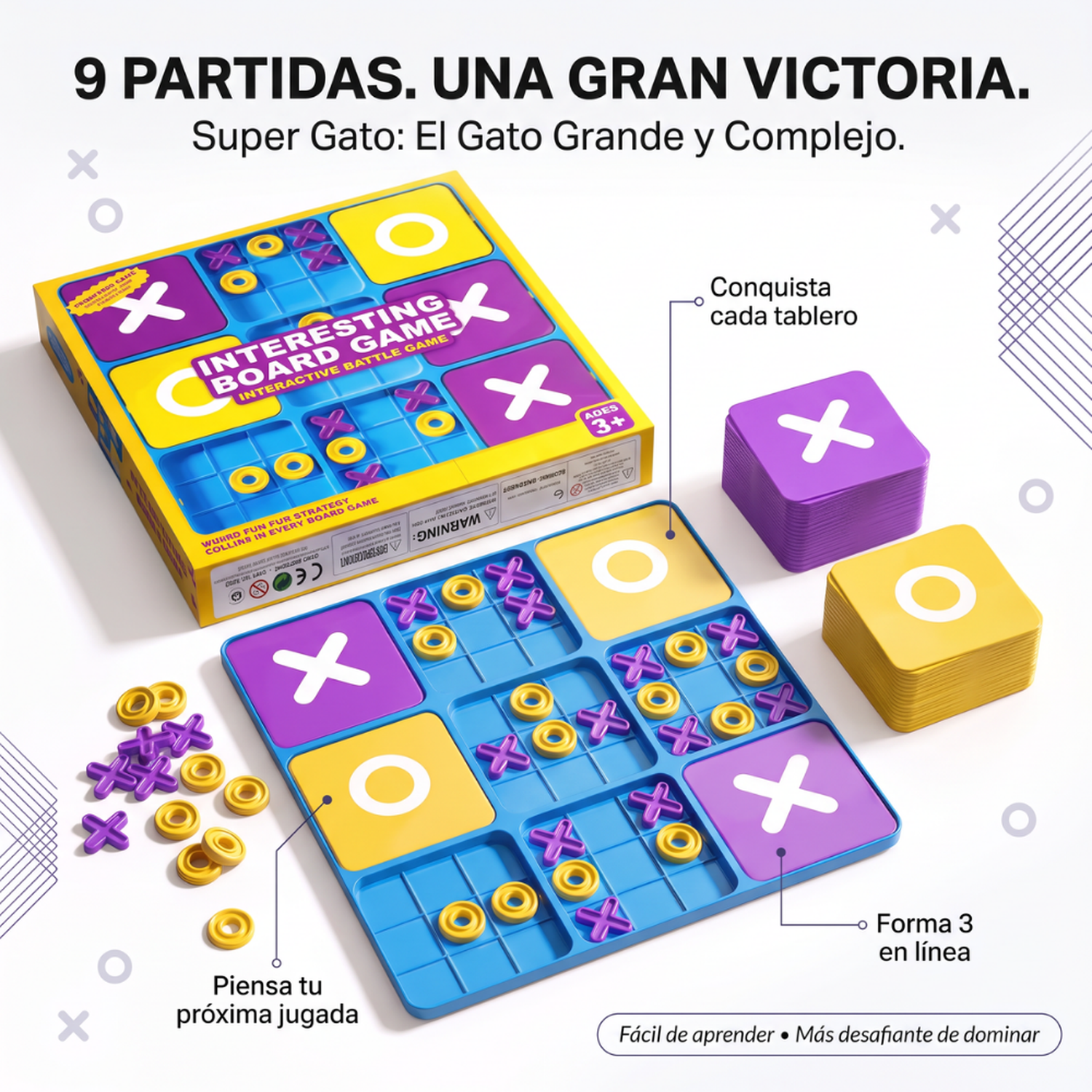 Juego Gato Múltiple Tic Tac Toe Estrategia Familiar Infantil-5