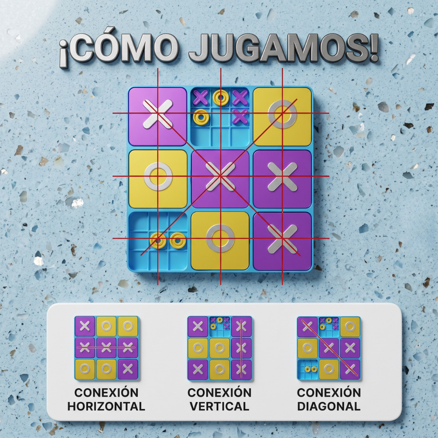Juego Gato Múltiple Tic Tac Toe Estrategia Familiar Infantil-6