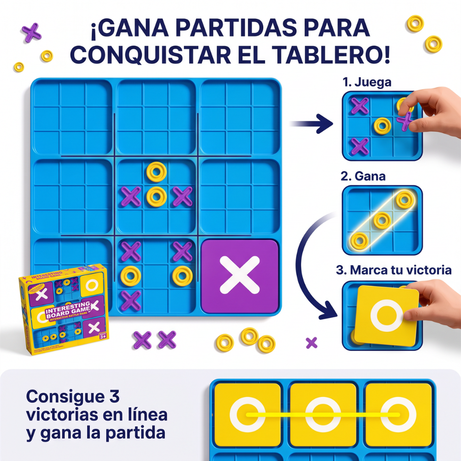 Juego Gato Múltiple Tic Tac Toe Estrategia Familiar Infantil-8