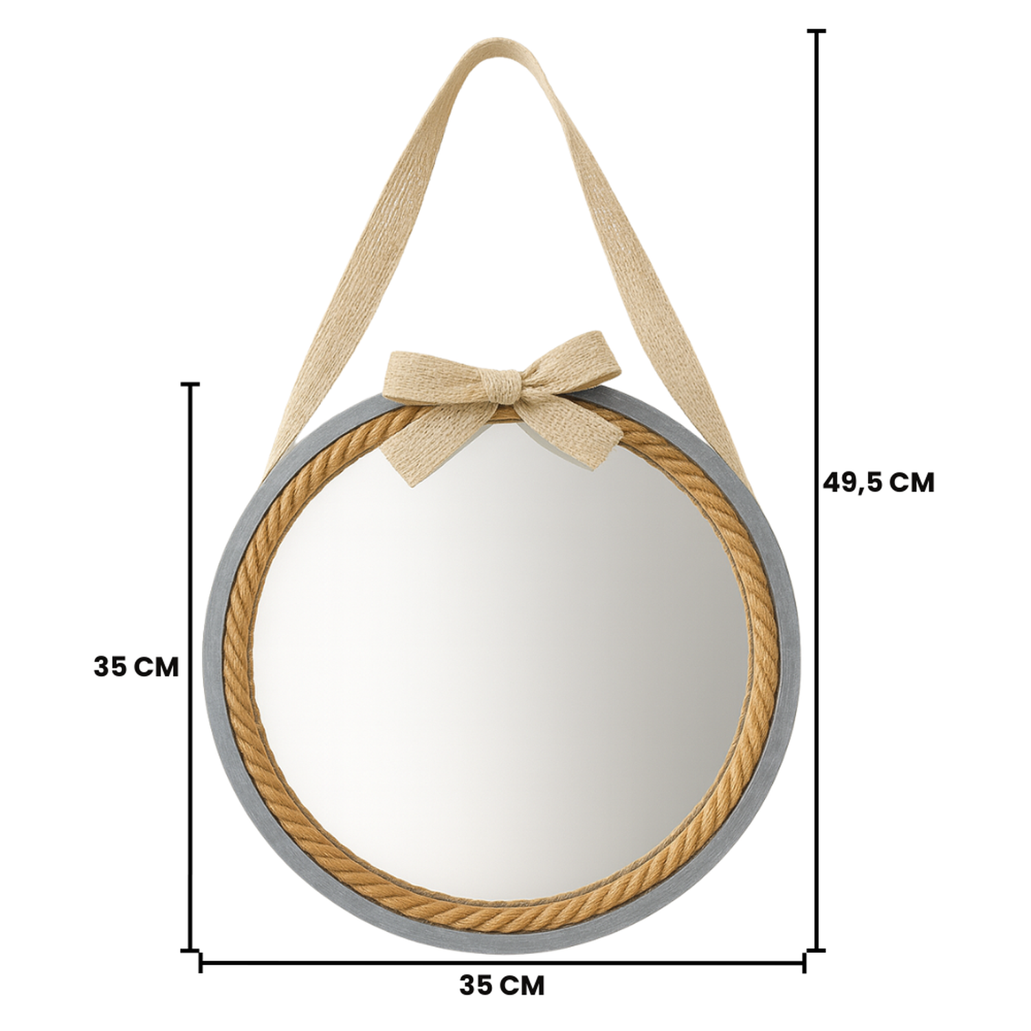 Cuadro De Madera Gris Decorativo Con Espejo Circular P-3