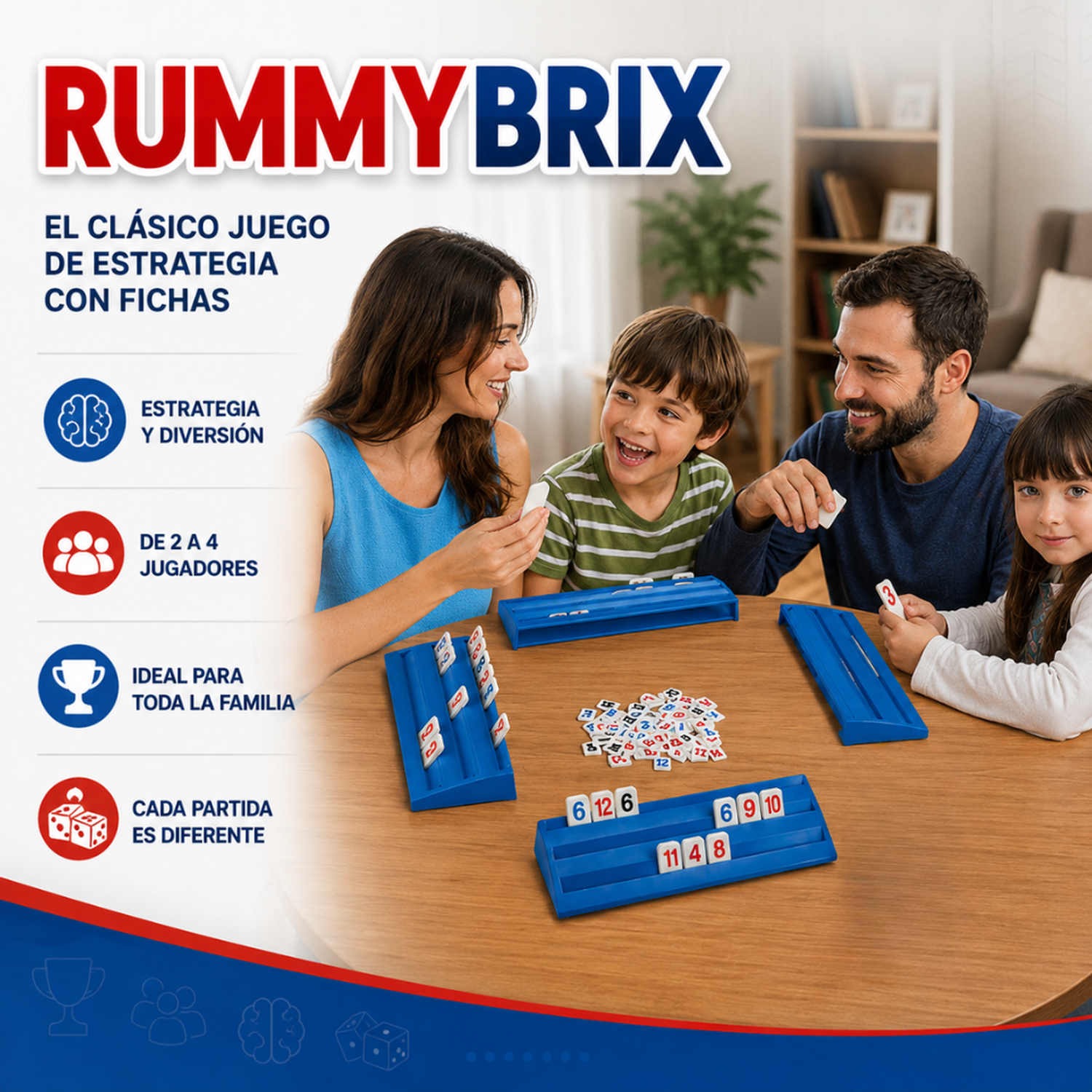 Juego Rummikub Juego De Mesa Estrategia Familiar Clasico-1
