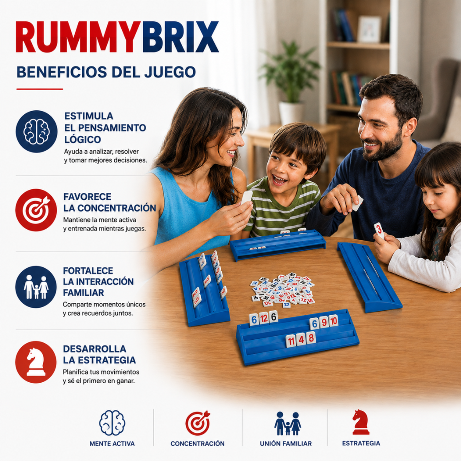Juego Rummikub Juego De Mesa Estrategia Familiar Clasico-3