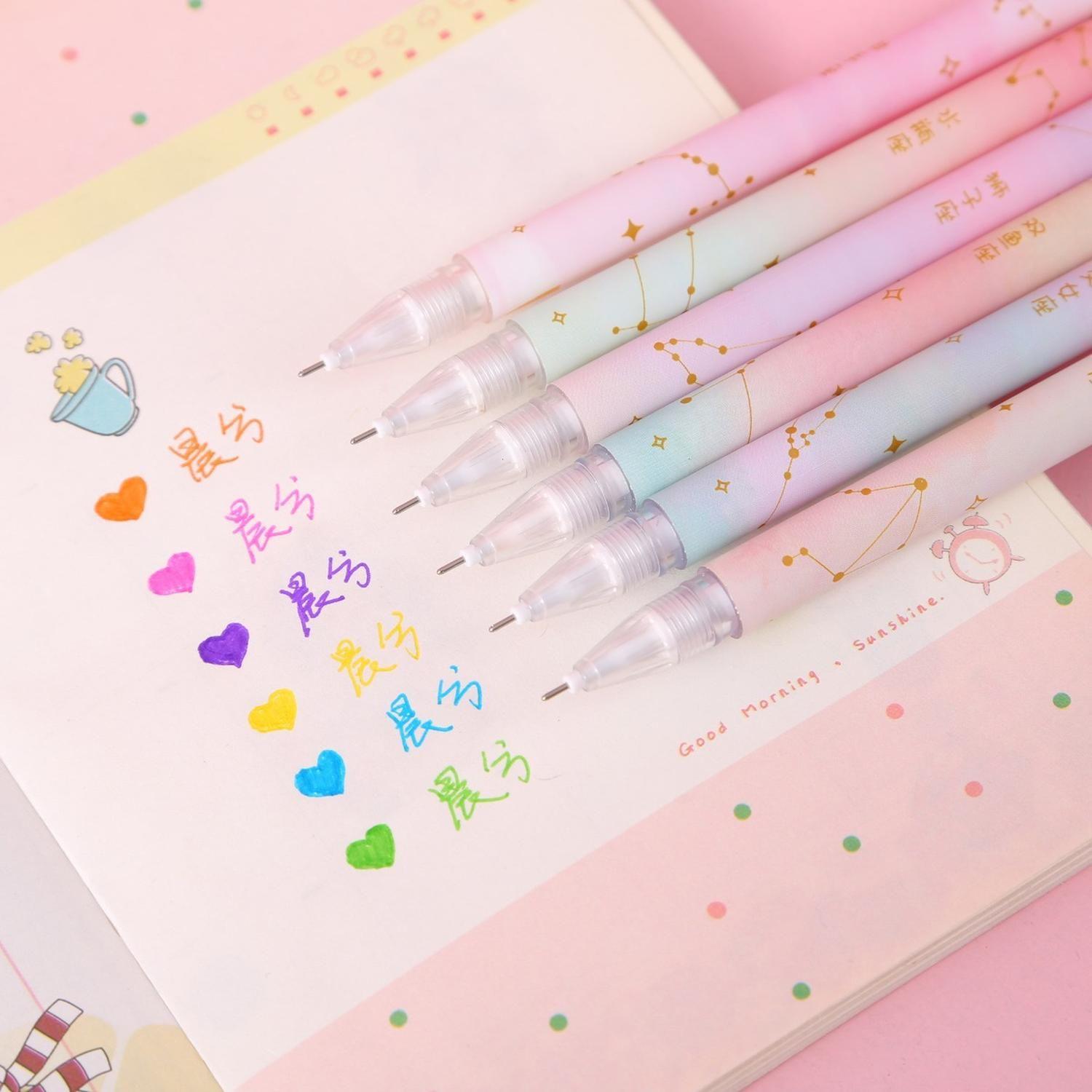 Set 6 Lapices Doble Punta Tinta Gel Color Arcoiris Y Negro-2