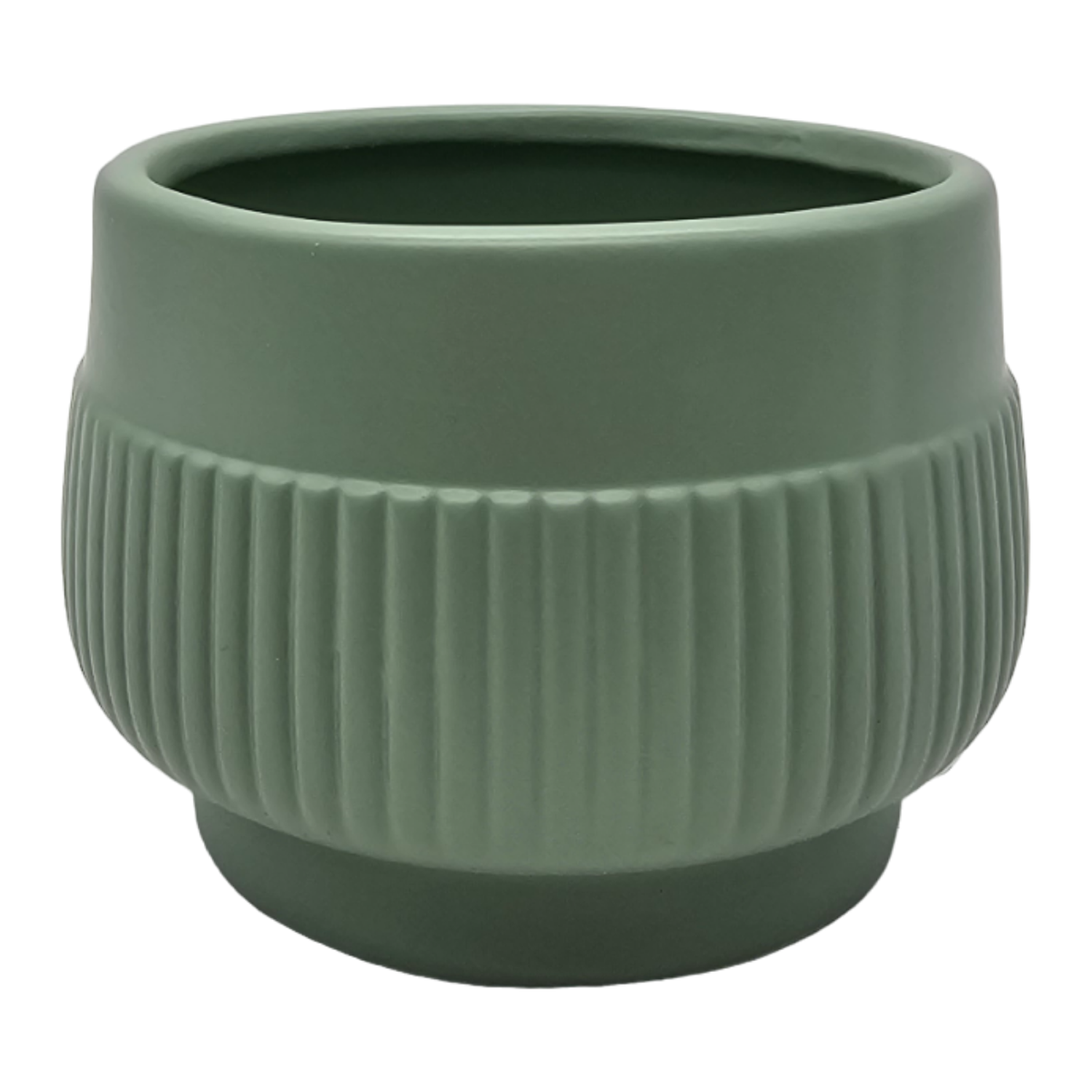 Set 2 Macetero Maceta Acabado Mate Verde Con Lineas Relieve-1