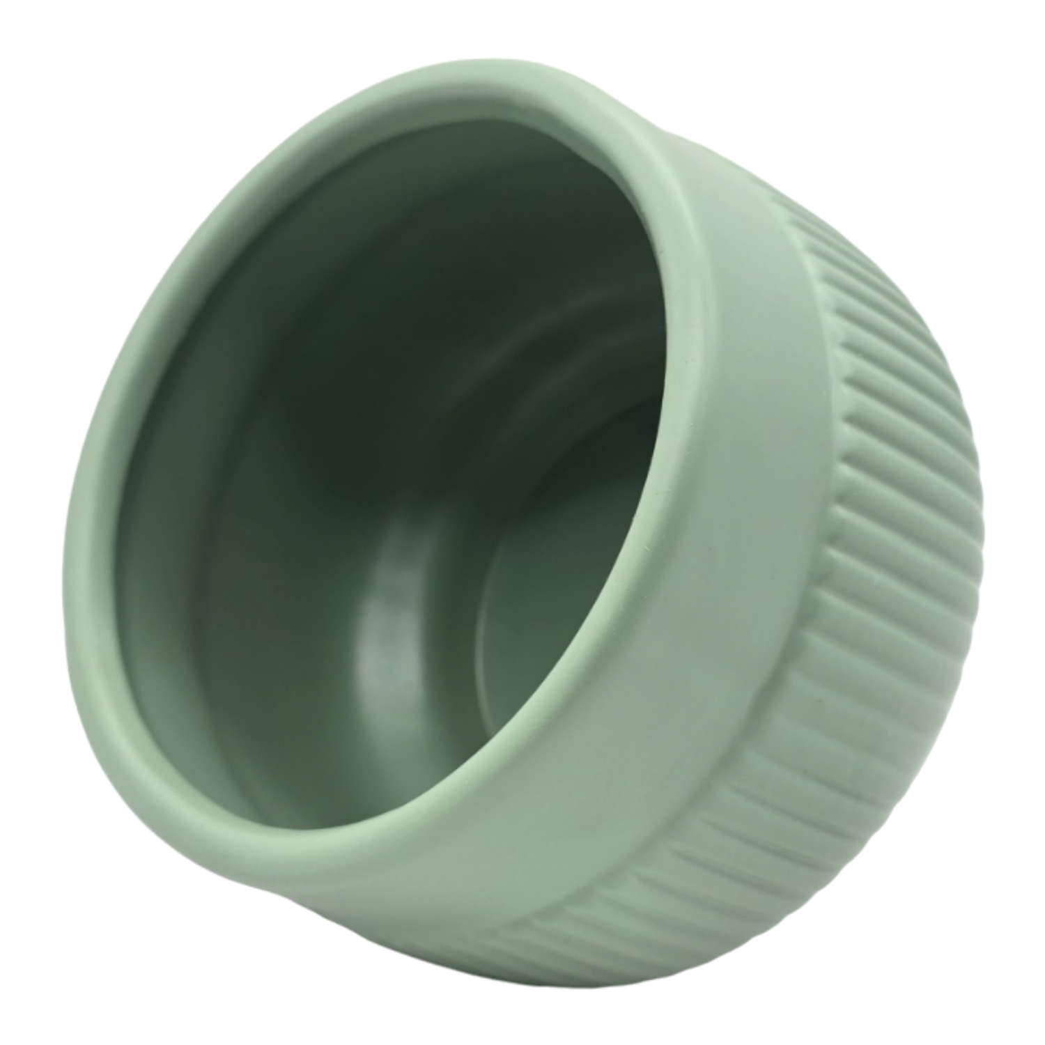 Set 2 Macetero Maceta Acabado Mate Verde Con Lineas Relieve-4