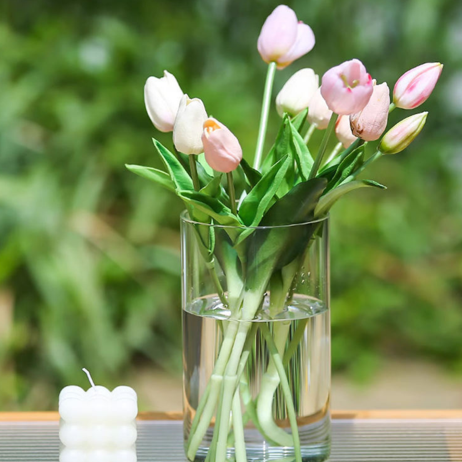 Florero De Vidrio Alto Cilindrico Transparente Jarron Grande-5