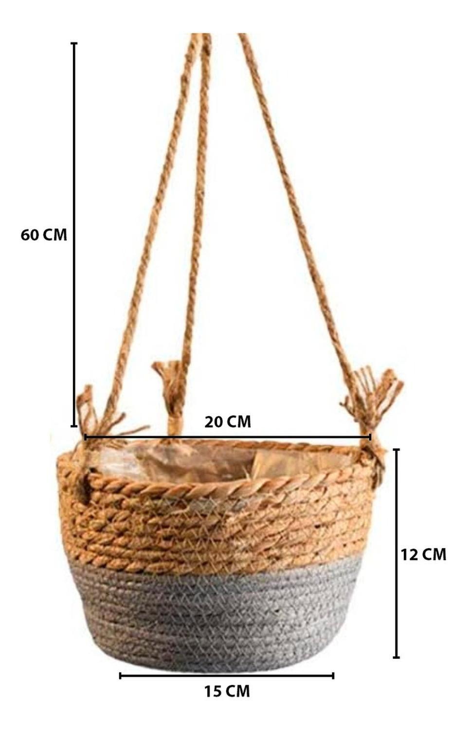 Canasto Porta Macetero Colgante De Fibra Para Casas Terrazas-7