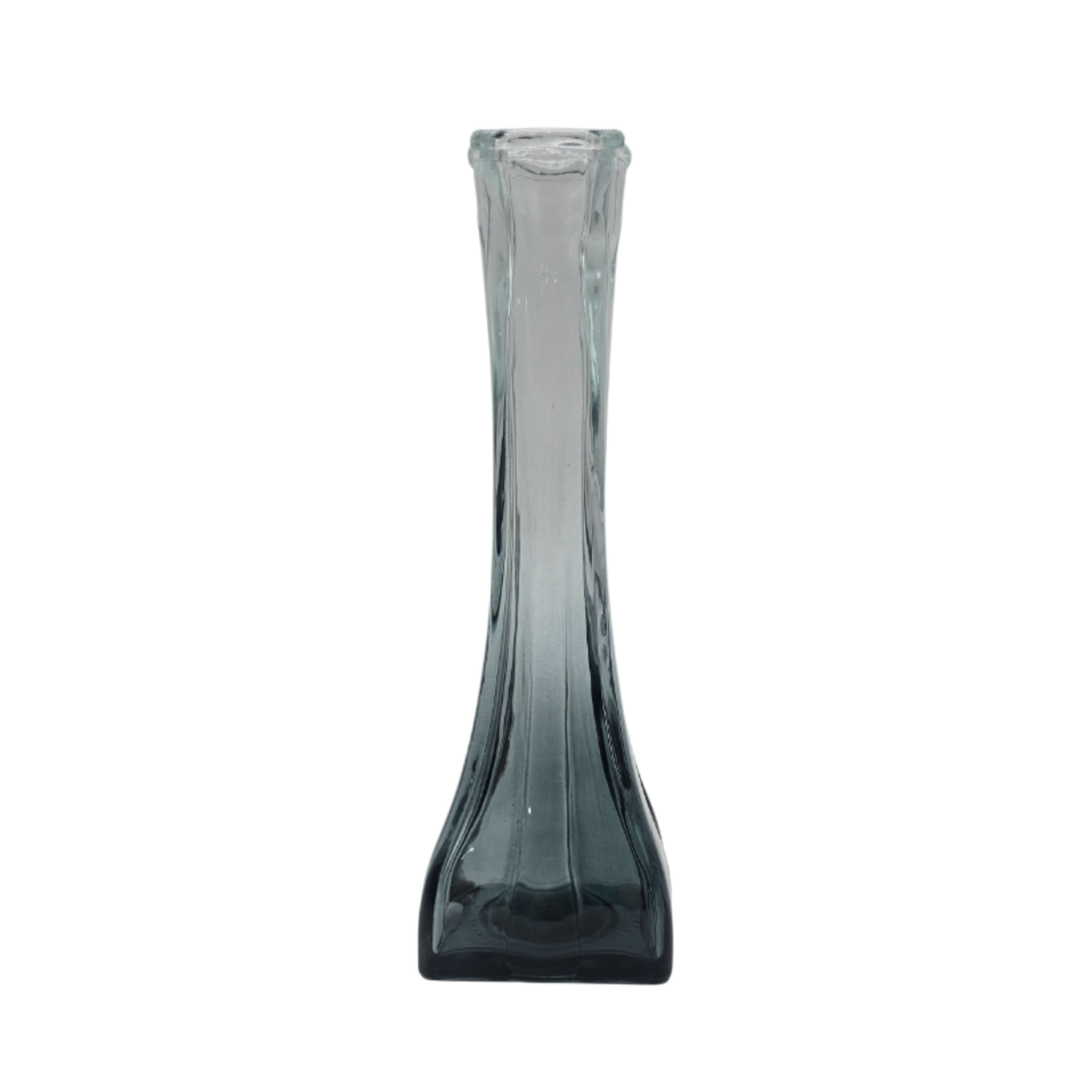 Florero Decorativo De Vidrio Transparente Base Oscura Simple-0