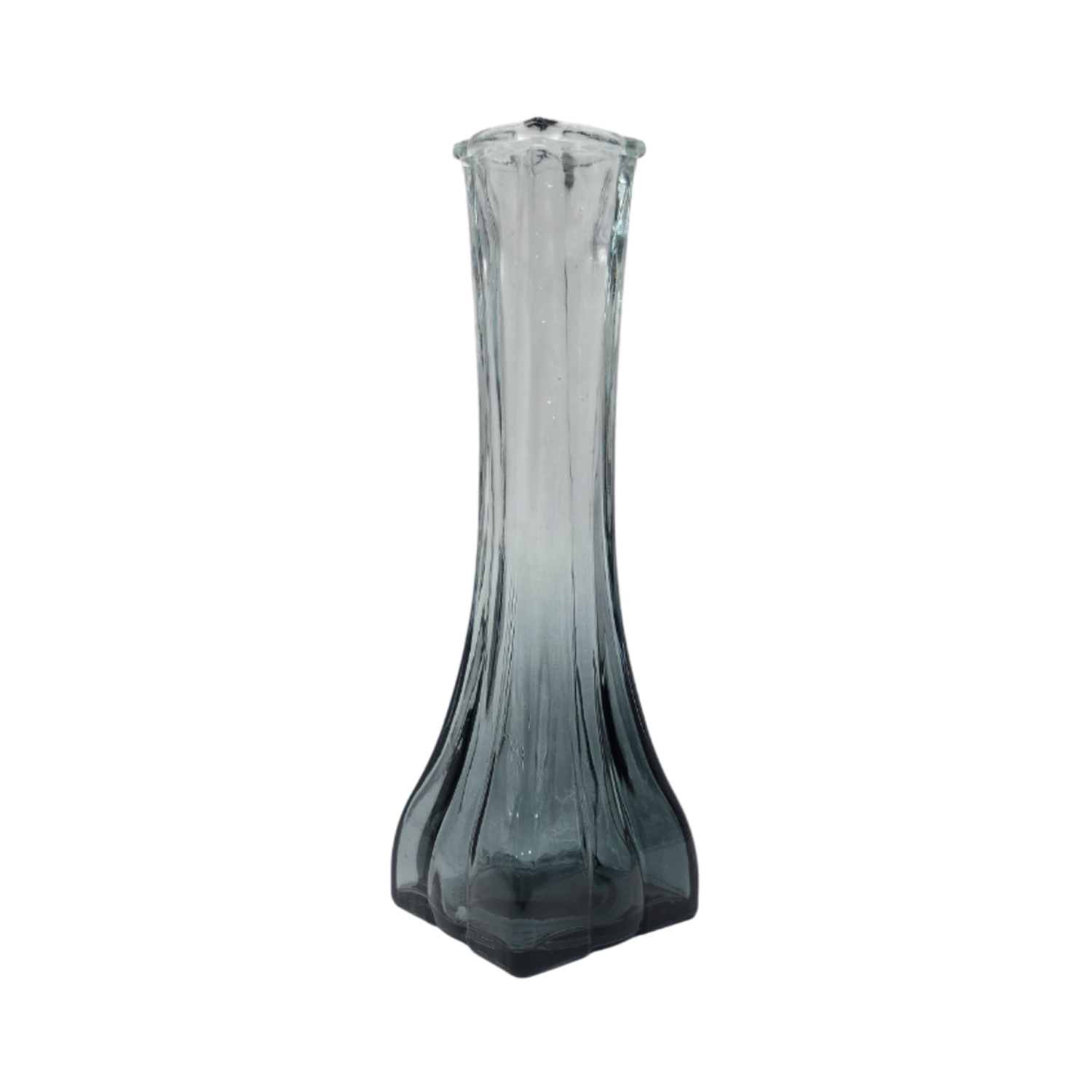 Florero Decorativo De Vidrio Transparente Base Oscura Simple-1