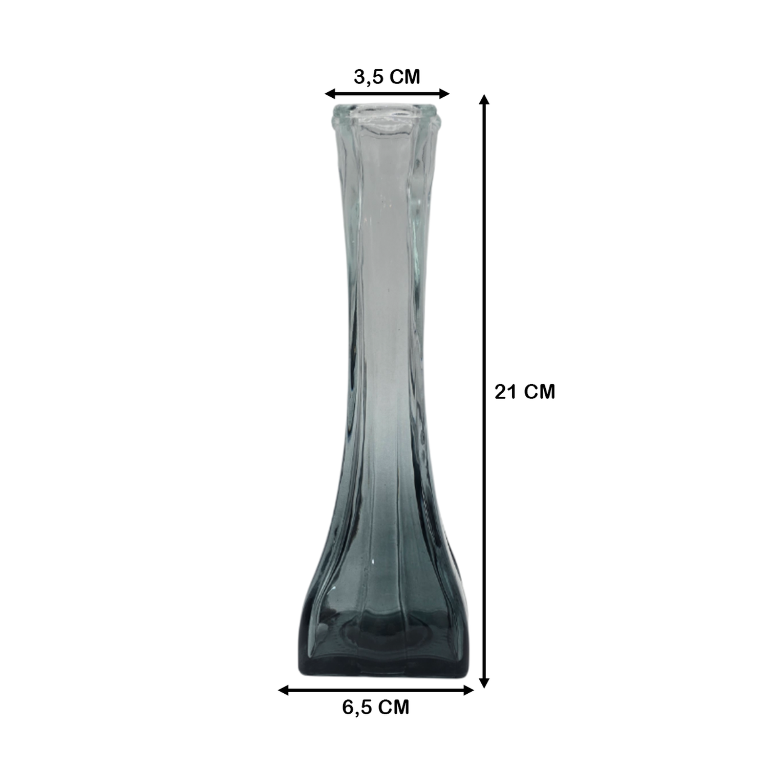 Florero Decorativo De Vidrio Transparente Base Oscura Simple-3