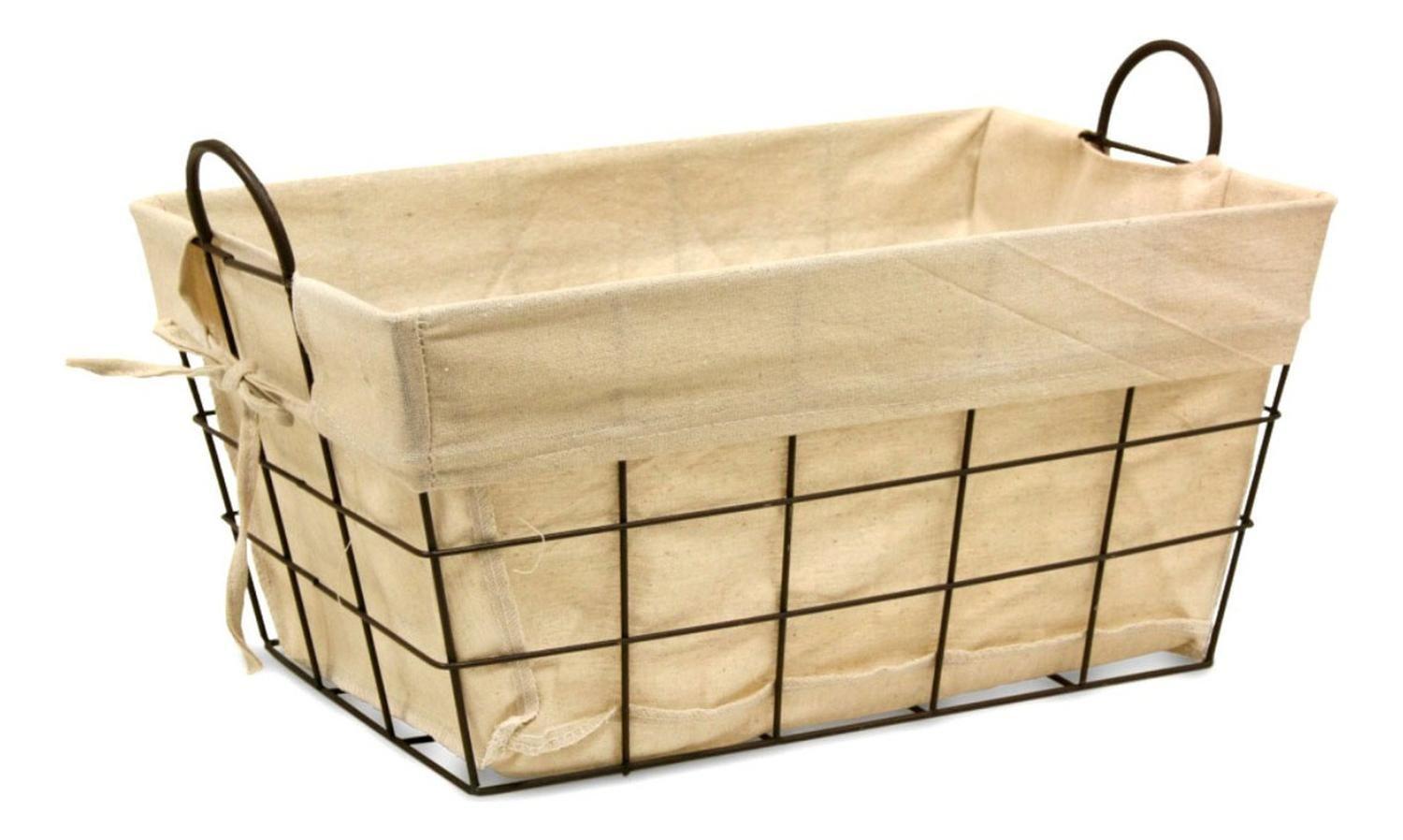 Canasto Metalico Rectangular Multiuso Grande Con Tela Dentro-0