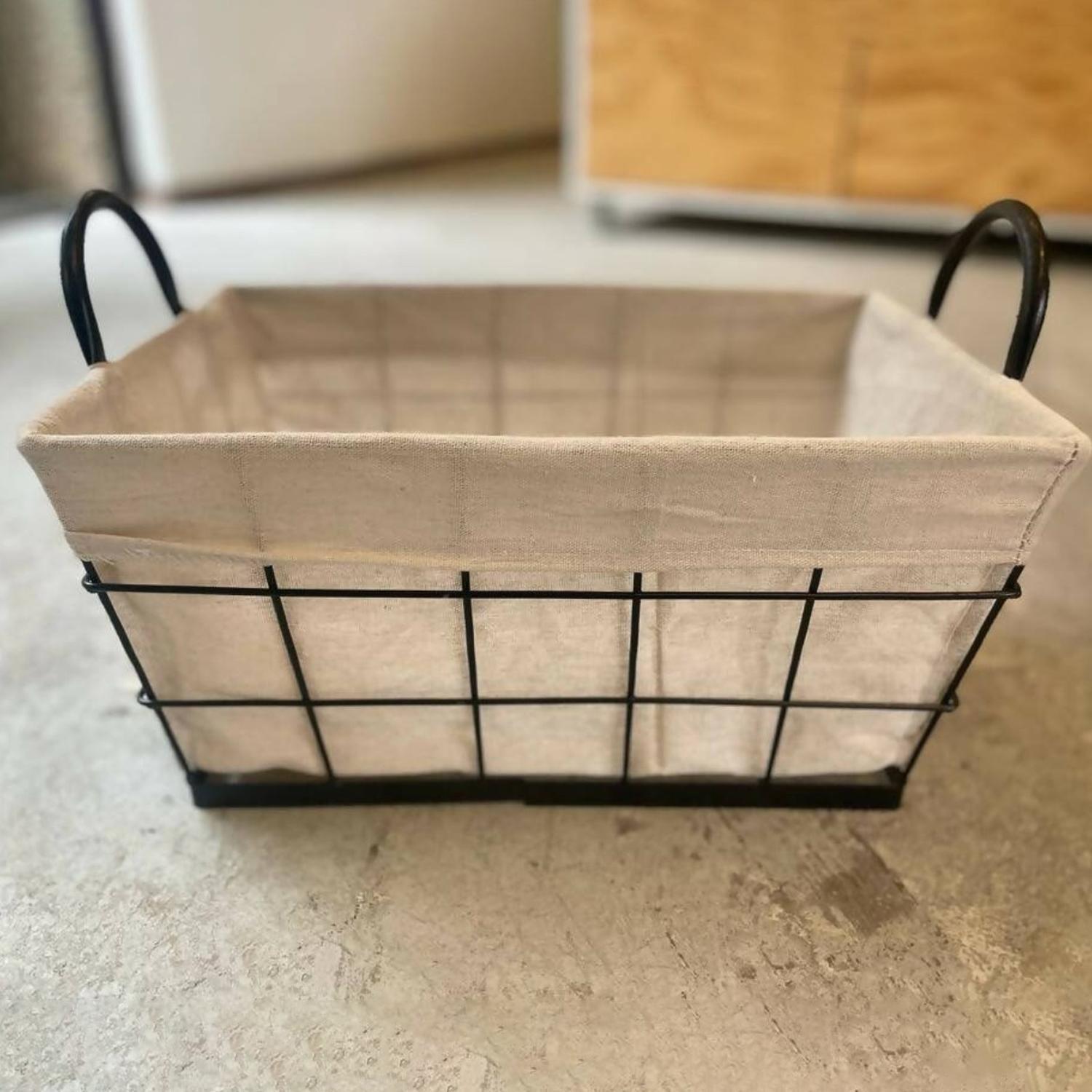 Canasto Metalico Rectangular Multiuso Grande Con Tela Dentro-1