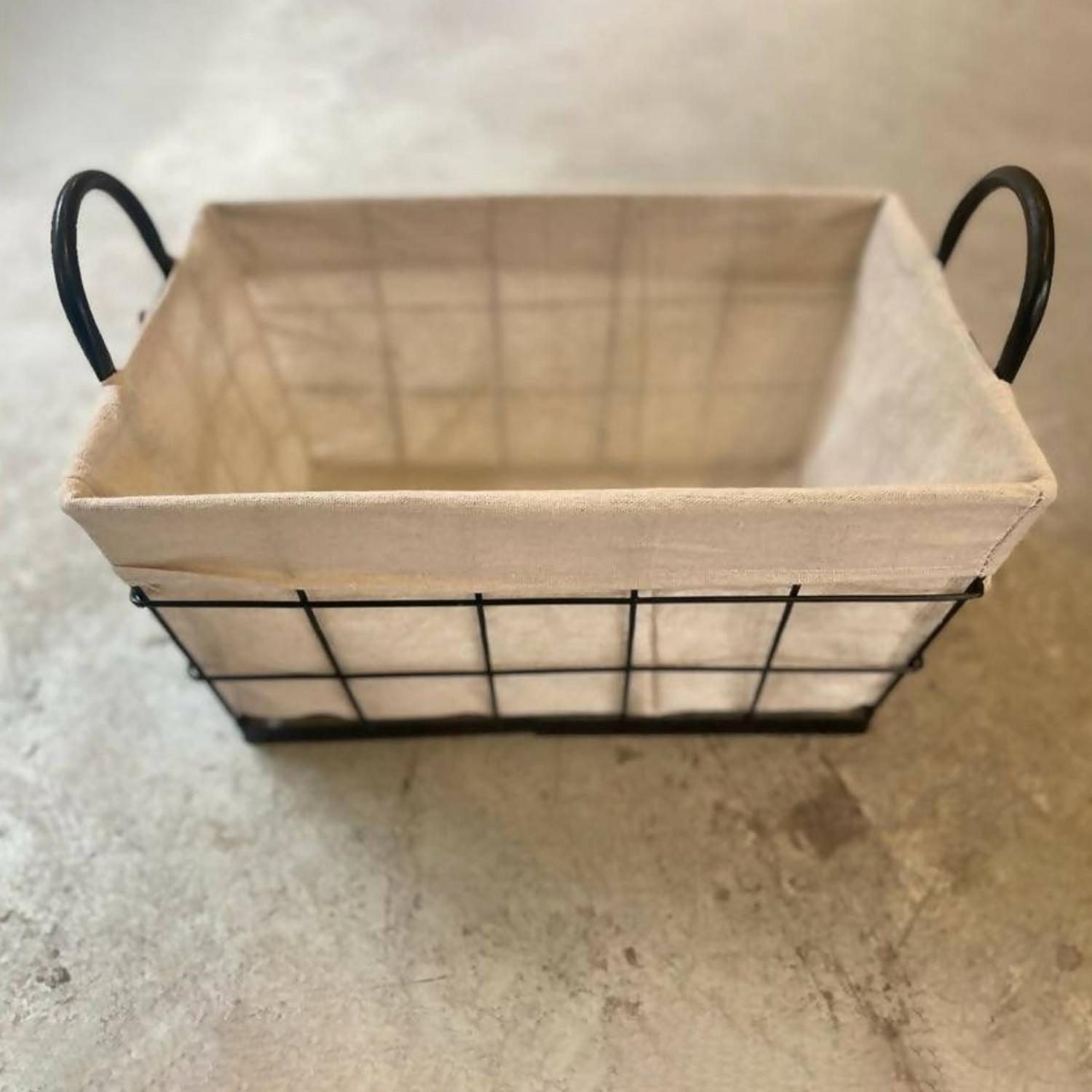 Canasto Metalico Rectangular Multiuso Grande Con Tela Dentro-3