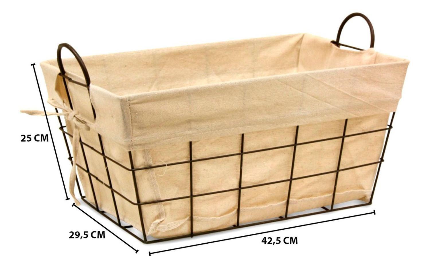 Canasto Metalico Rectangular Multiuso Grande Con Tela Dentro-4