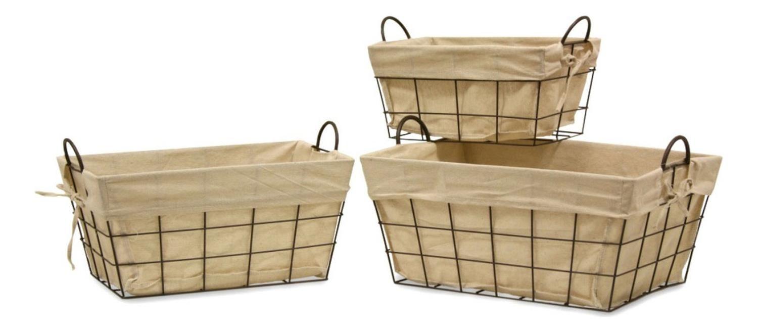 Canasto Metalico Rectangular Multiuso Grande Con Tela Dentro-6