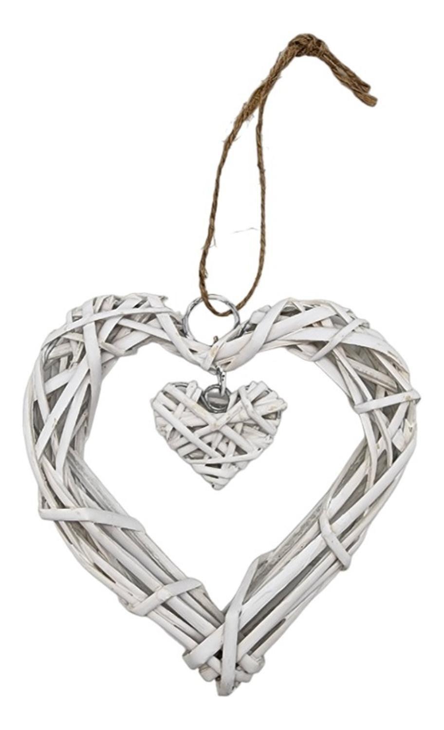 Decoración Colgante De Mimbre Corazón Color Blancos-0