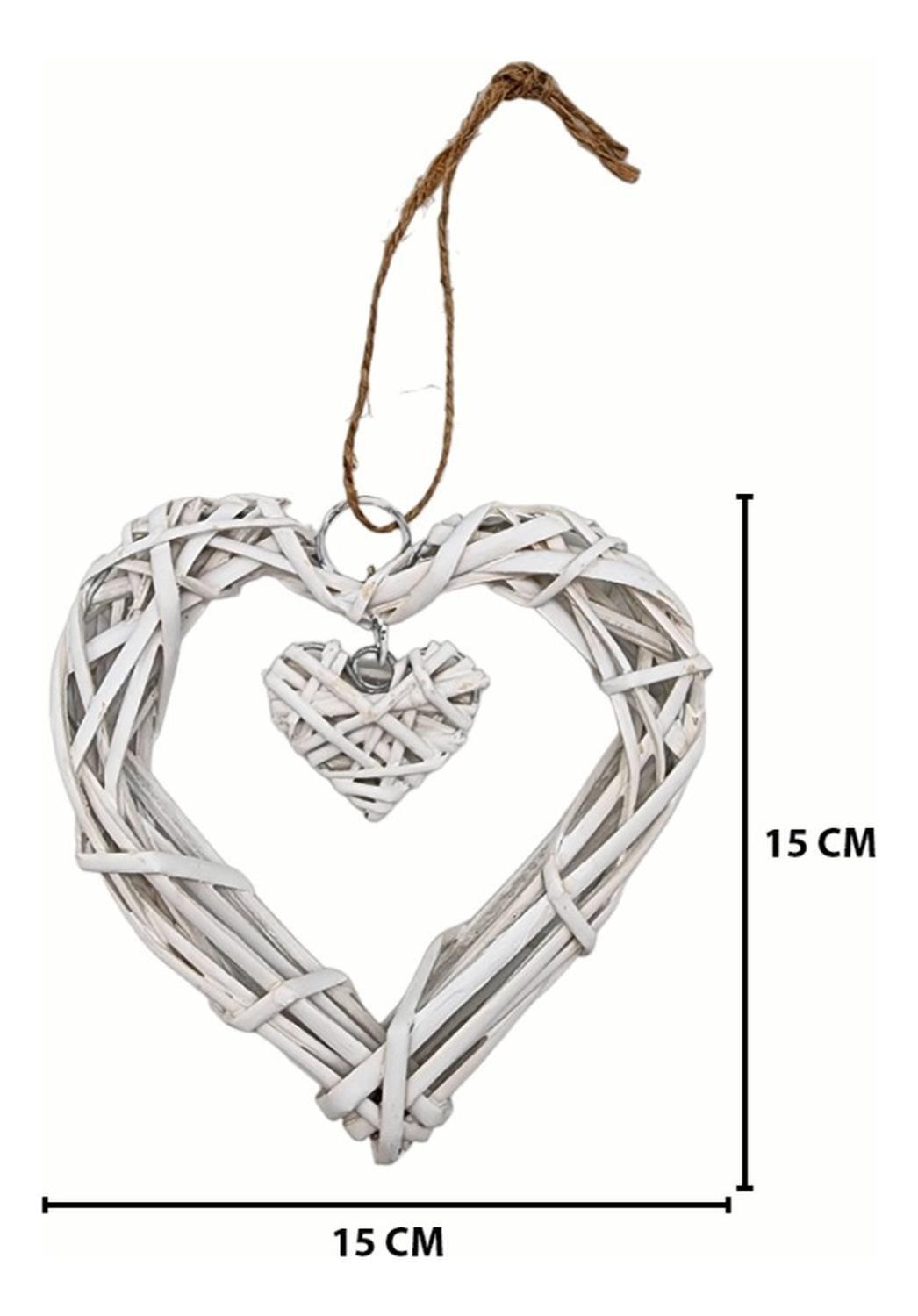 Decoración Colgante De Mimbre Corazón Color Blancos-1