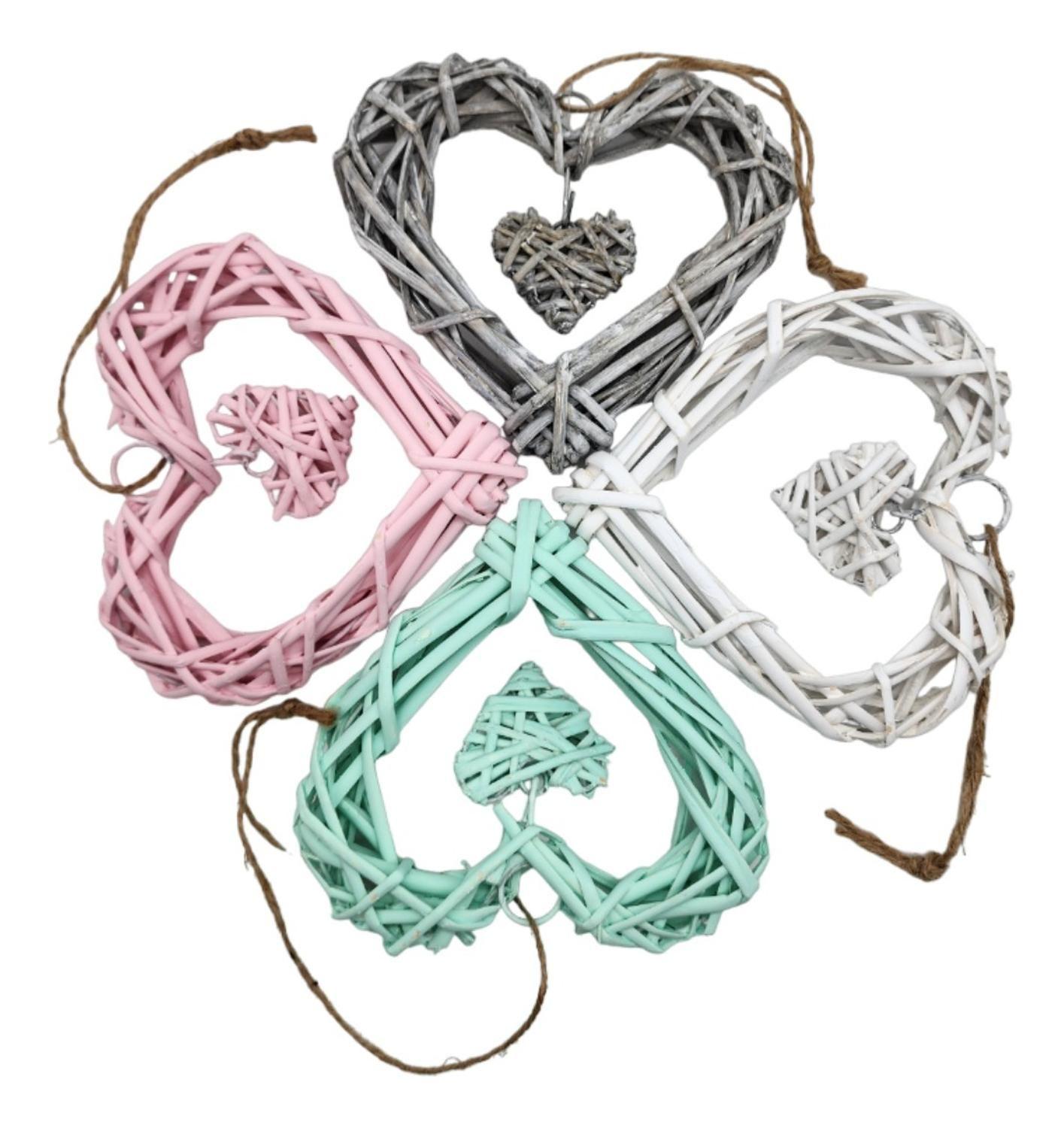Decoración Colgante De Mimbre Corazón Color Blancos-4