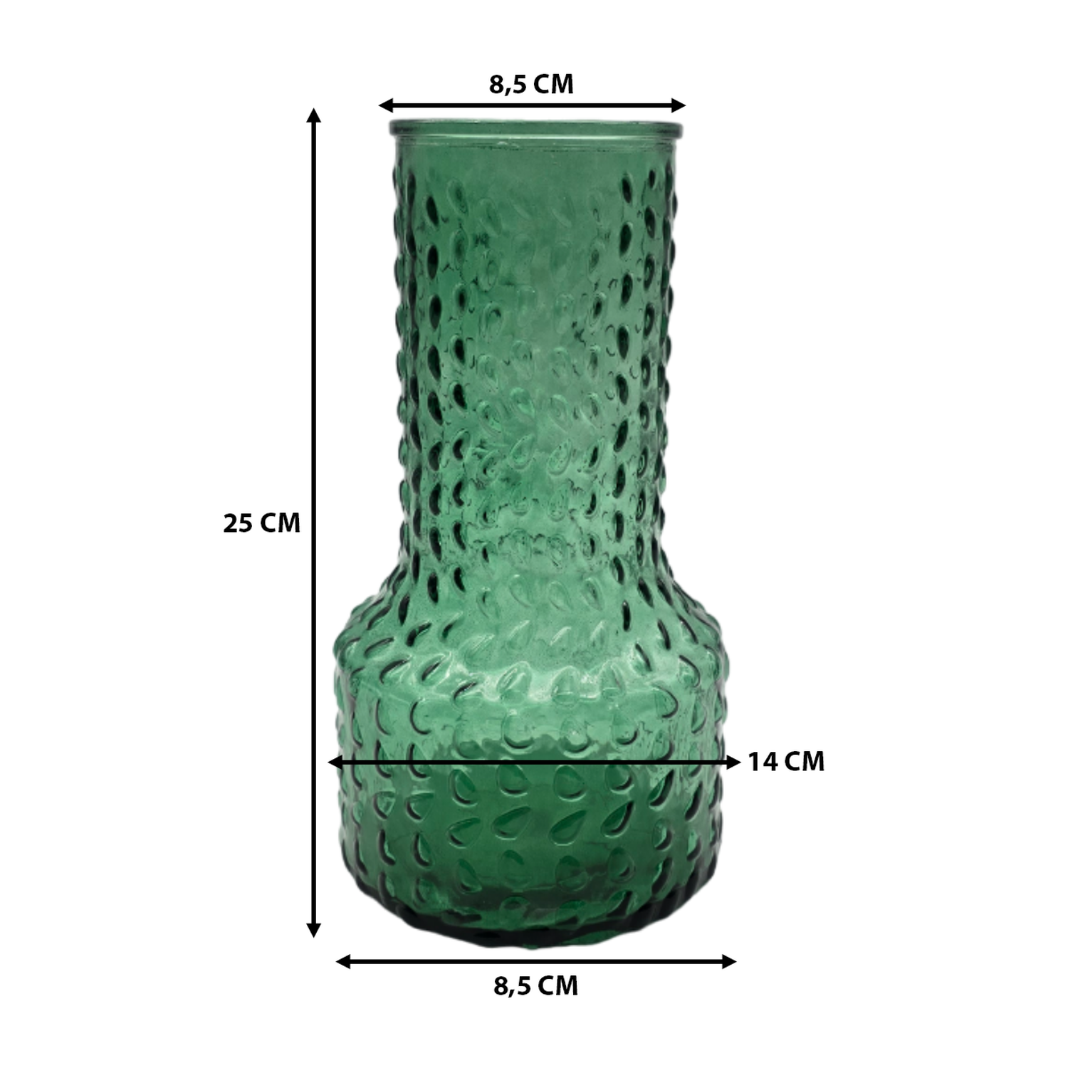 Florero Decorativo De Vidrio Con Diseño Base Ancha Verde 25-2