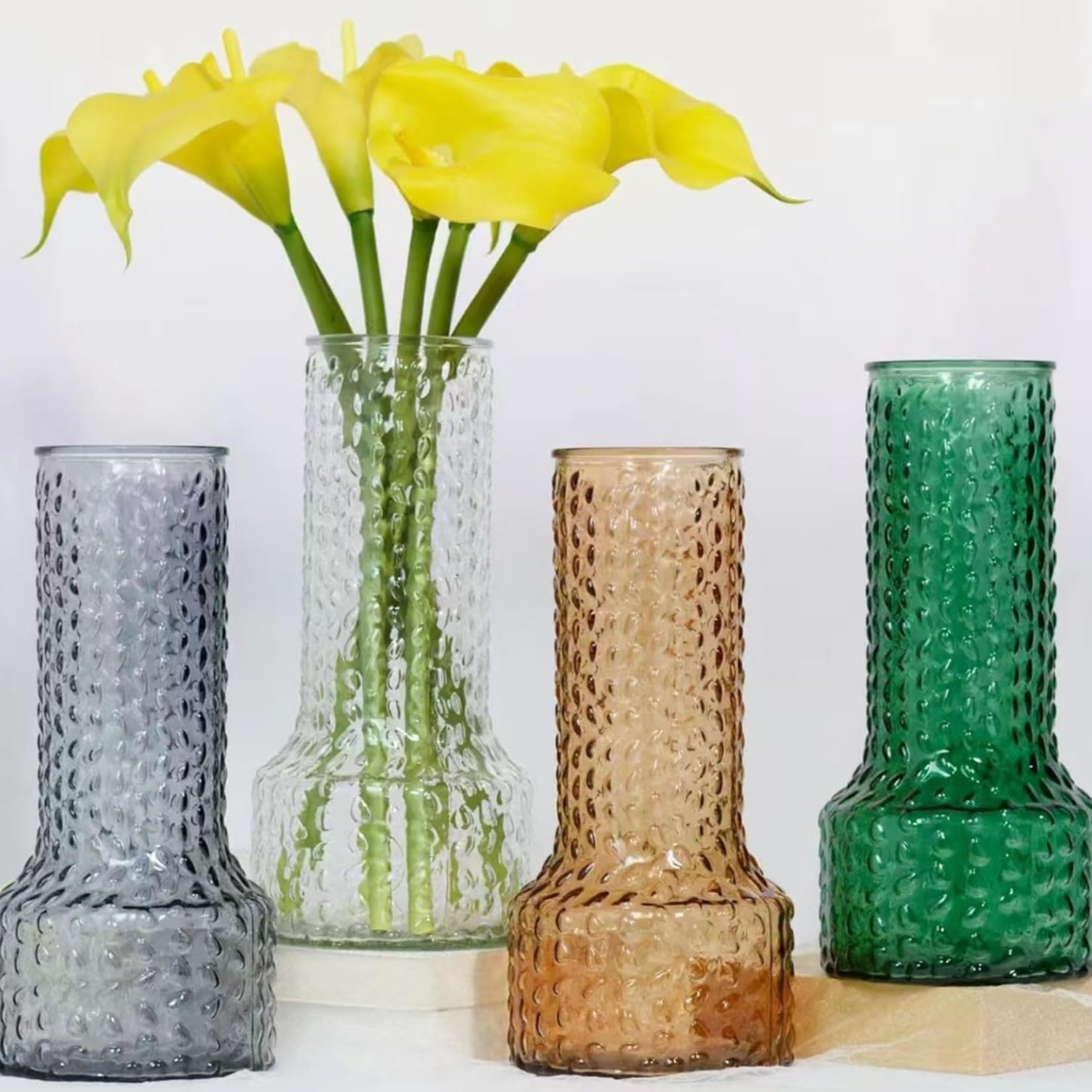 Florero Decorativo De Vidrio Con Diseño Base Ancha Verde 25-4