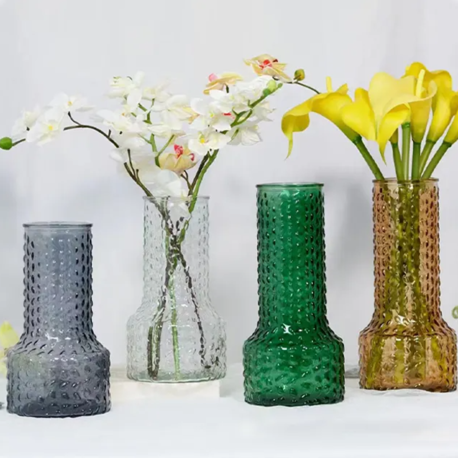 Florero Decorativo De Vidrio Con Diseño Base Ancha Verde 25-6